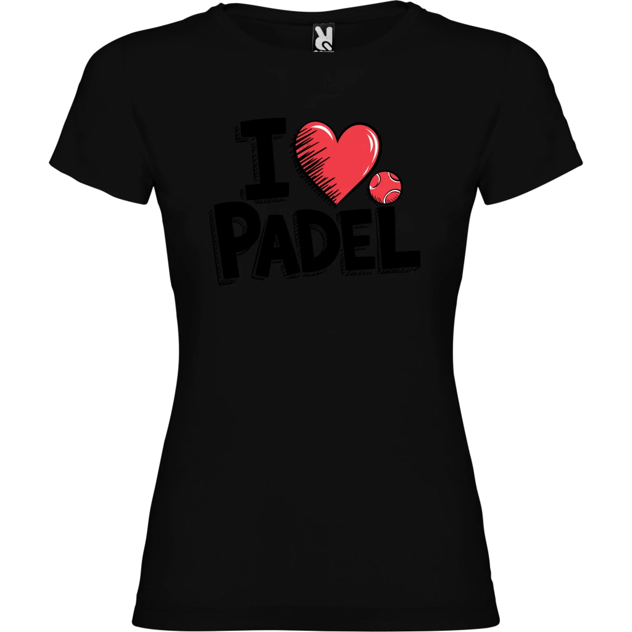 DÁMSKÉ TRIČKO I LOVE PADEL s možností dotisku jména, čísla, obrázku jen motiv dopředu Černá