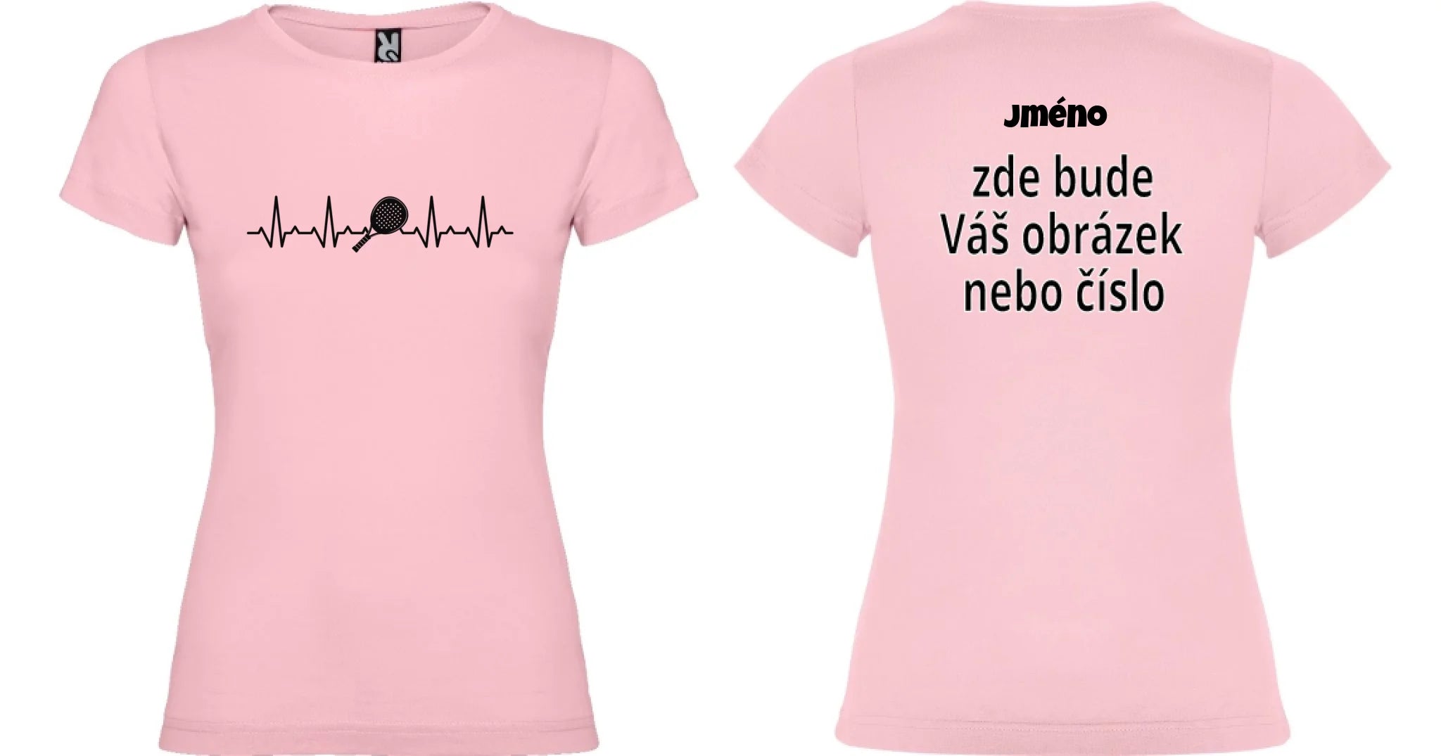 DÁMSKÉ TRIČKO PADEL TEP s možností dotisku jména, čísla, obrázku motiv dopředu a na záda vlastní potisk Světle růžová