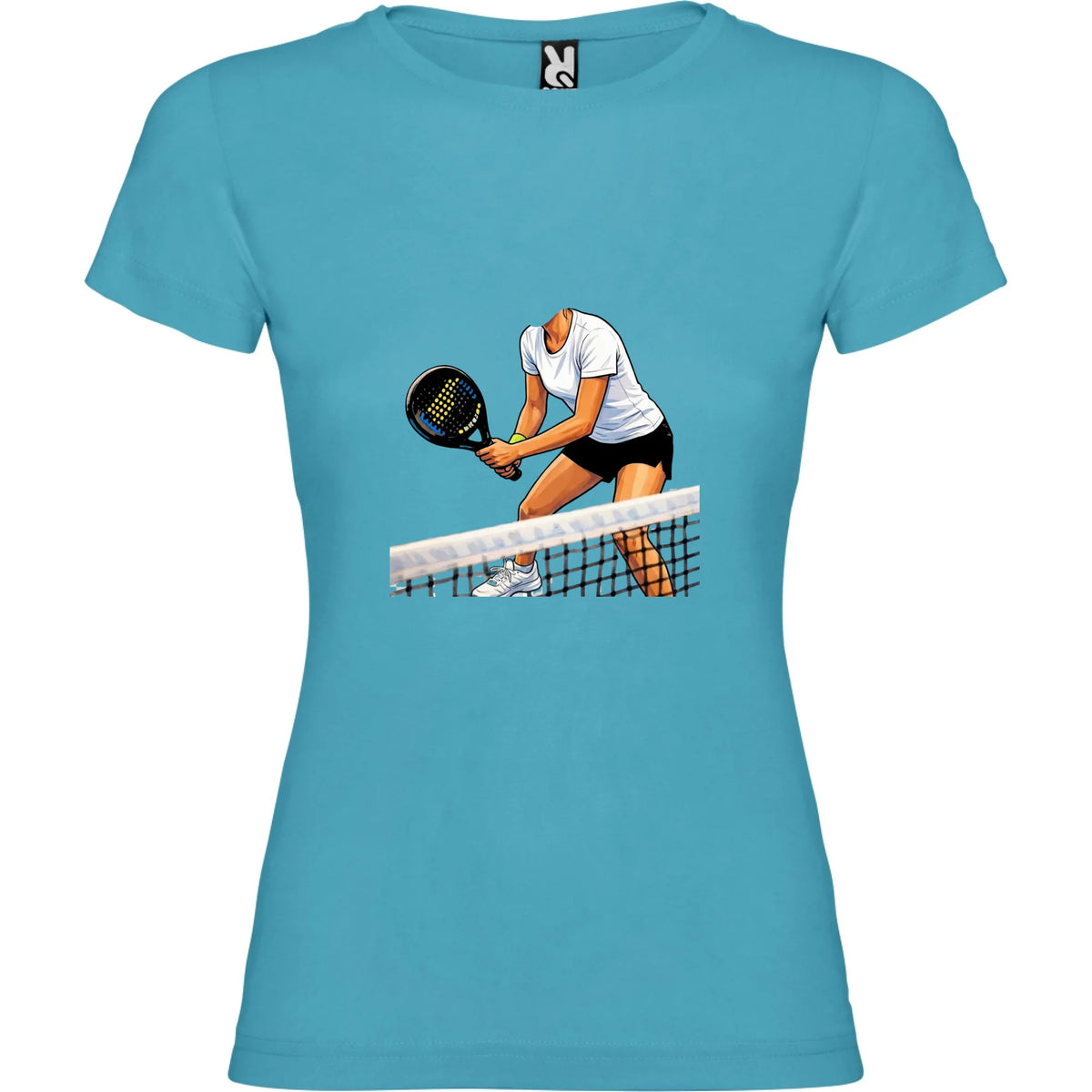 DÁMSKÉ TRIČKO s motivem PADEL (s vlastní fotkou) jen motiv dopředu Tyrkysová