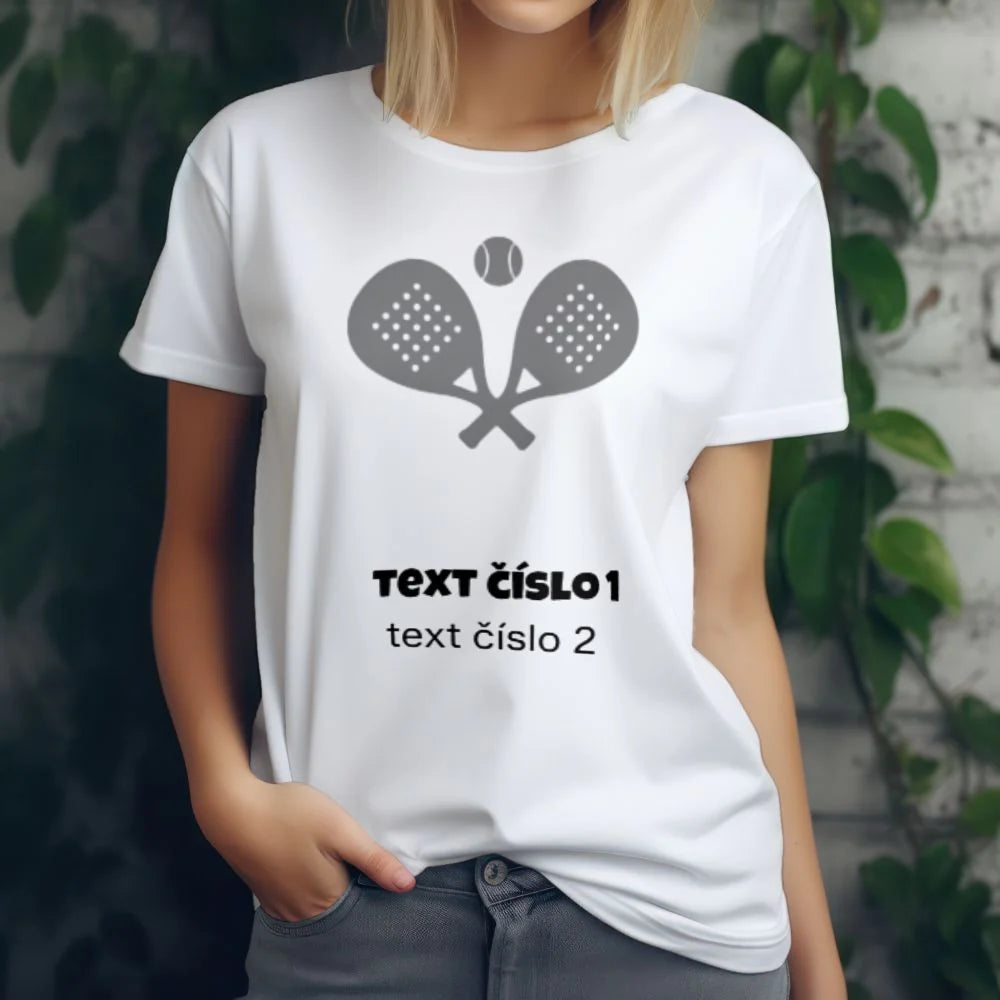 DÁMSKÉ TRIČKO s motivem PADEL (výběr z 10+ obrázků, možnost doplnit vlastní texty)