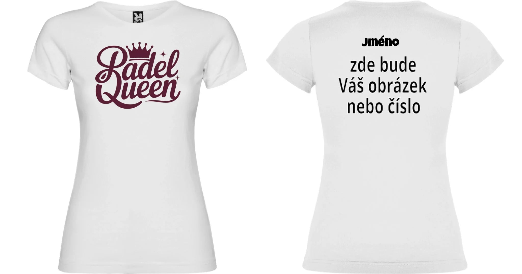 DÍVČÍ TRIČKO PADEL (výběr z 10+ potisků) s možností dotisku jména, čísla, obrázku motiv dopředu a na záda vlastní potisk Bílá