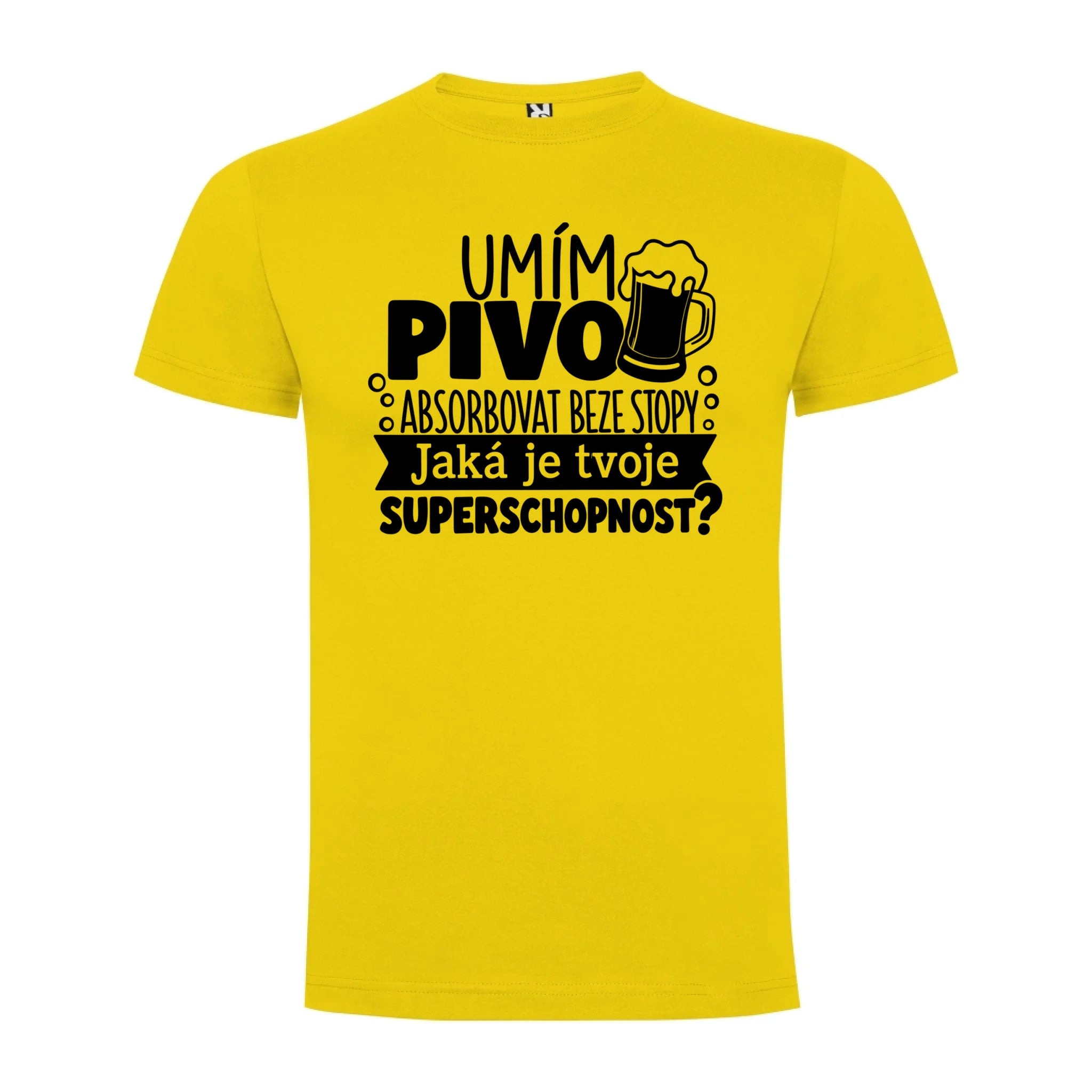 PÁNSKÉ TRIČKO PIVO SUPERSCHOPNOST s možností dotisku jména, čísla, obrázku jen motiv dopředu Žlutá