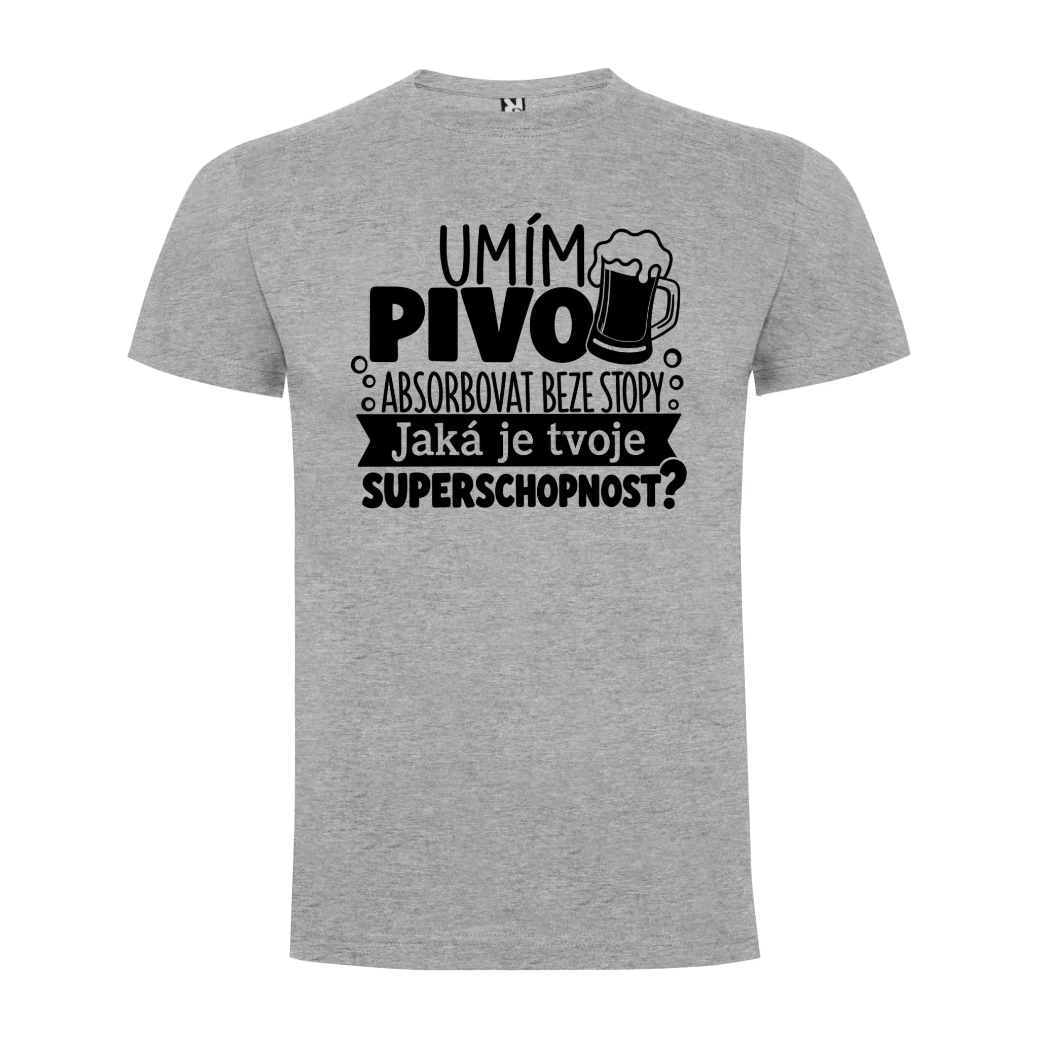 PÁNSKÉ TRIČKO PIVO SUPERSCHOPNOST s možností dotisku jména, čísla, obrázku jen motiv dopředu Melír