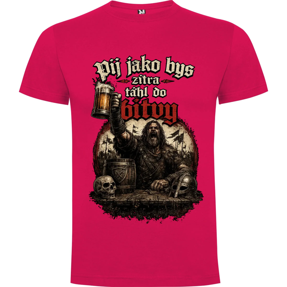 PÁNSKĚ TRIČKO PIVO PIJ JAKO BYS TÁHL DO BITVY s možností dotisku jména, čísla, obrázku jen motiv dopředu Růže