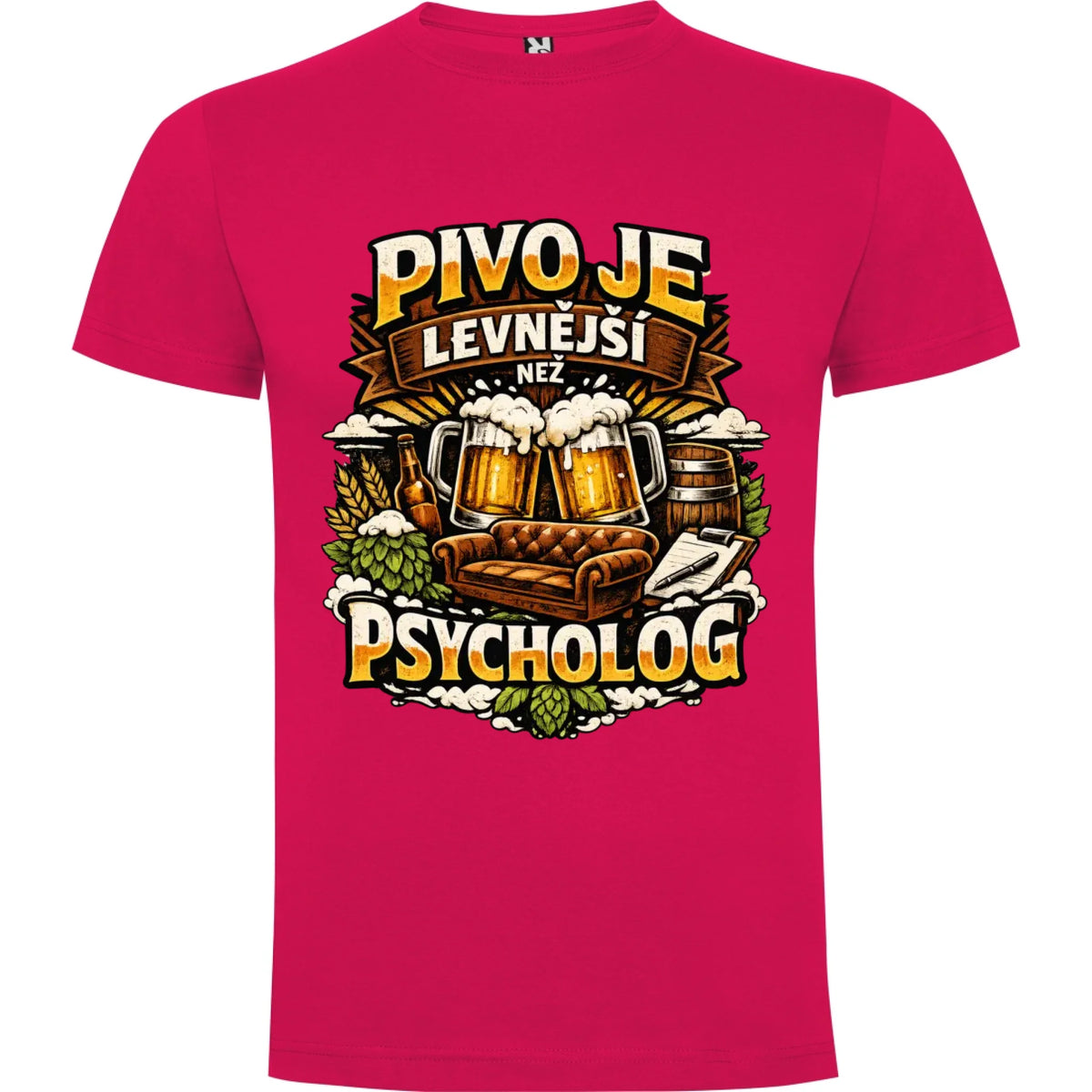 PÁNSKÉ TRIČKO PIVO JE LEVNĚJŠÍ NEŽ PSYCHOLOG s možností dotisku jména, čísla, obrázku jen motiv dopředu Růže