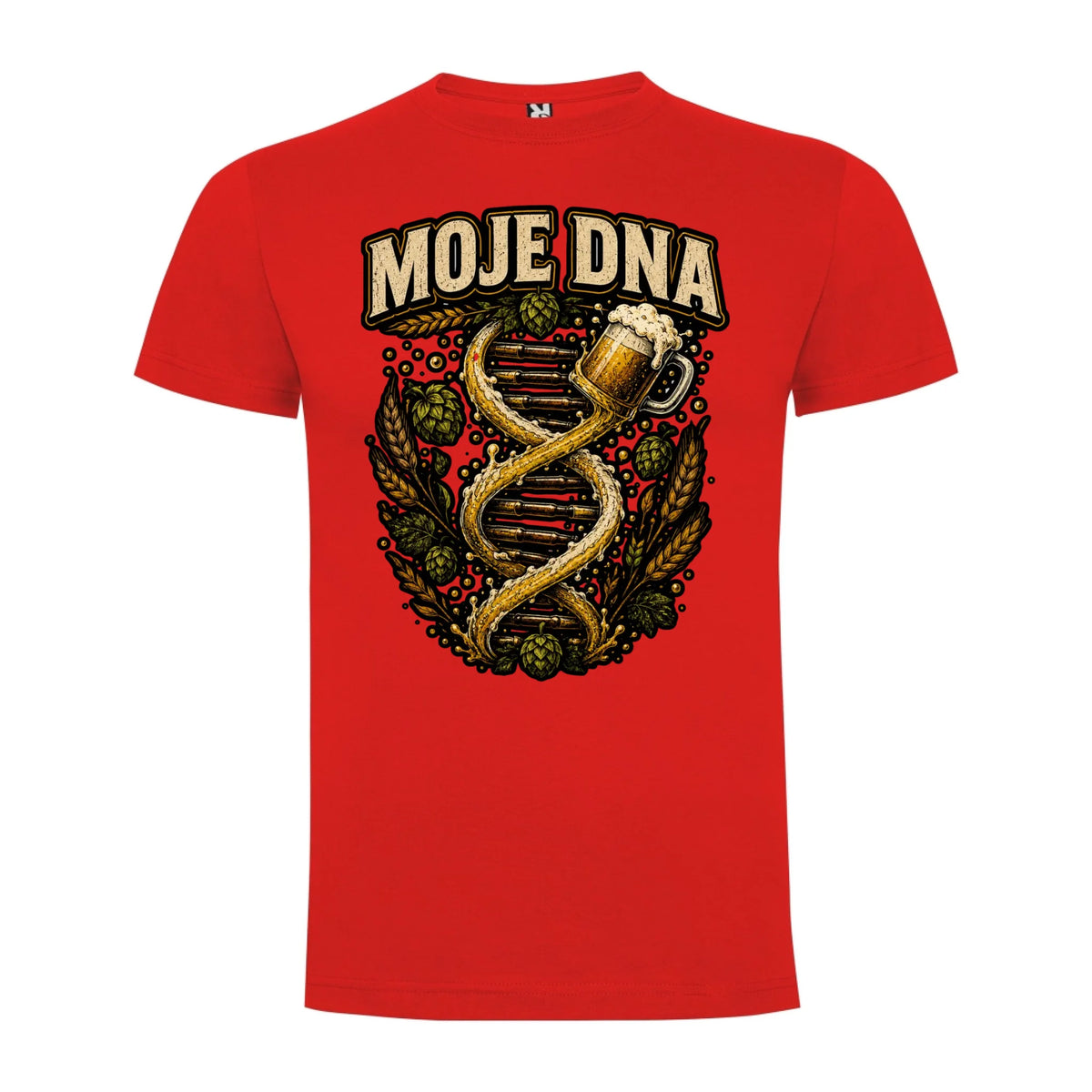 PÁNSKÉ TRIČKO PIVO MOJE DNA s možností dotisku jména, čísla, obrázku jen motiv dopředu Červená