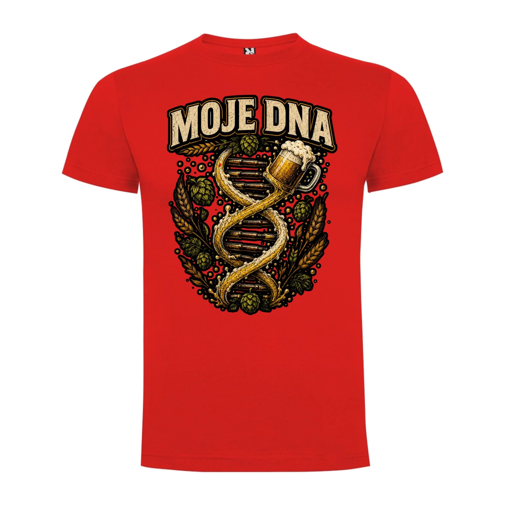 PÁNSKÉ TRIČKO PIVO MOJE DNA s možností dotisku jména, čísla, obrázku jen motiv dopředu Červená