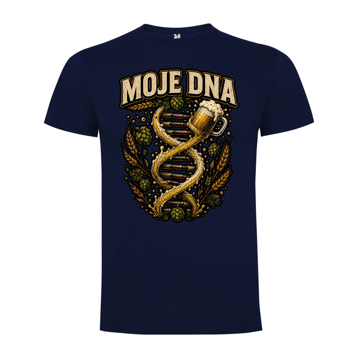 PÁNSKÉ TRIČKO PIVO MOJE DNA s možností dotisku jména, čísla, obrázku jen motiv dopředu Námořnická modrá