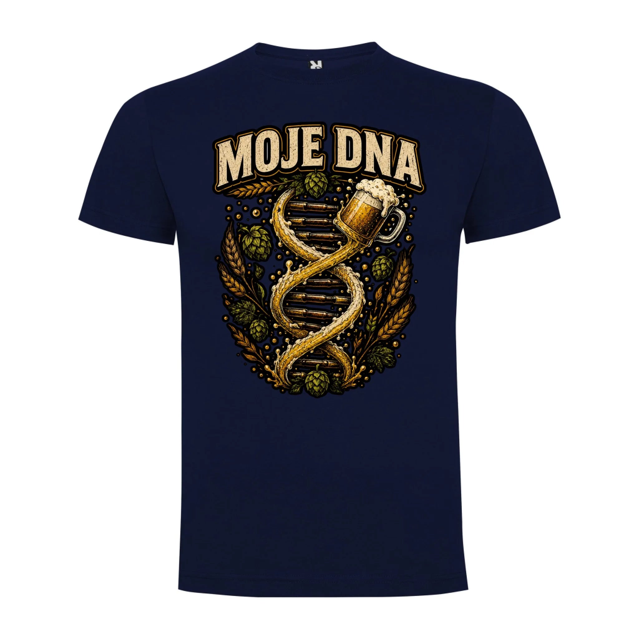 PÁNSKÉ TRIČKO PIVO MOJE DNA s možností dotisku jména, čísla, obrázku jen motiv dopředu Námořnická modrá