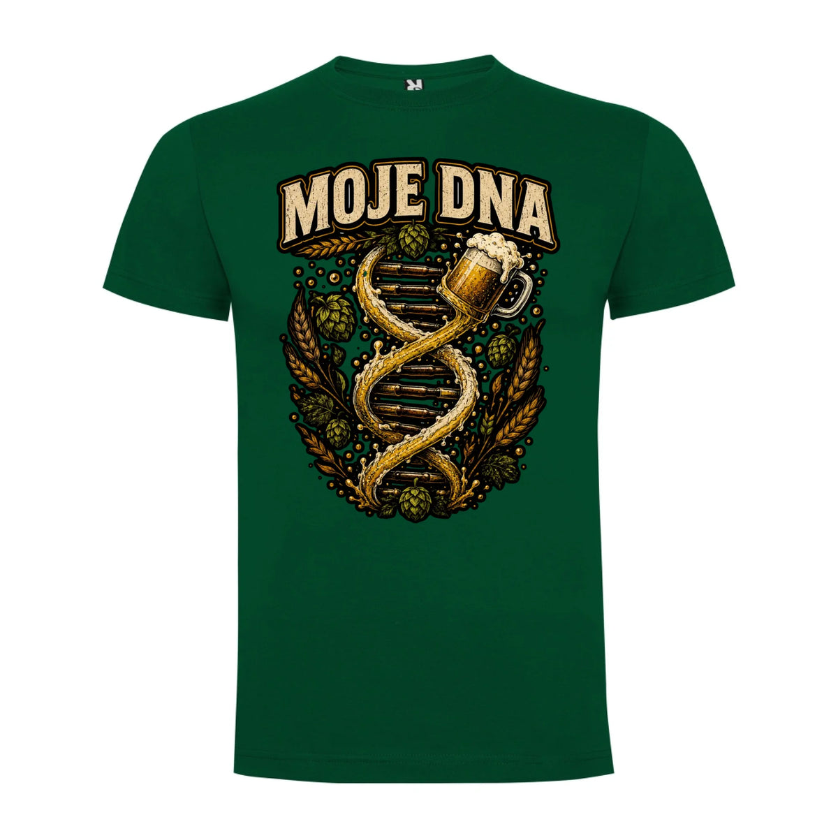 PÁNSKÉ TRIČKO PIVO MOJE DNA s možností dotisku jména, čísla, obrázku jen motiv dopředu Tmavě zelená