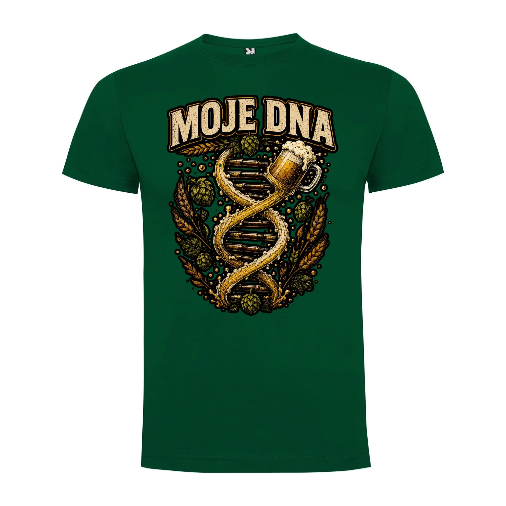 PÁNSKÉ TRIČKO PIVO MOJE DNA s možností dotisku jména, čísla, obrázku jen motiv dopředu Tmavě zelená