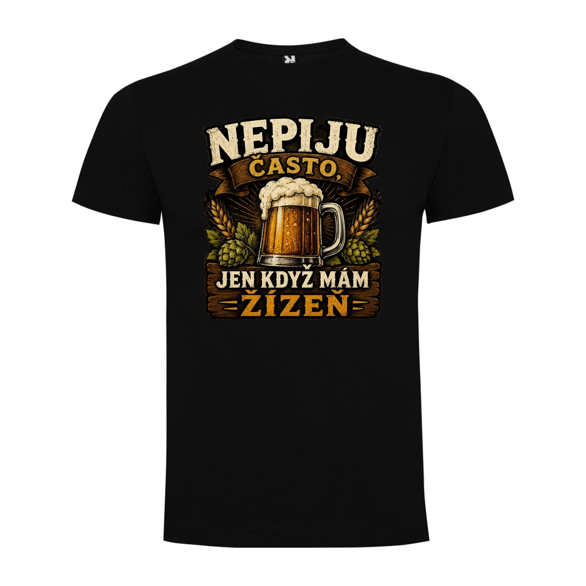 PÁNSKÉ TRIČKO NEPIJU ČASTO s možností dotisku jména, čísla, obrázku jen motiv dopředu Černá