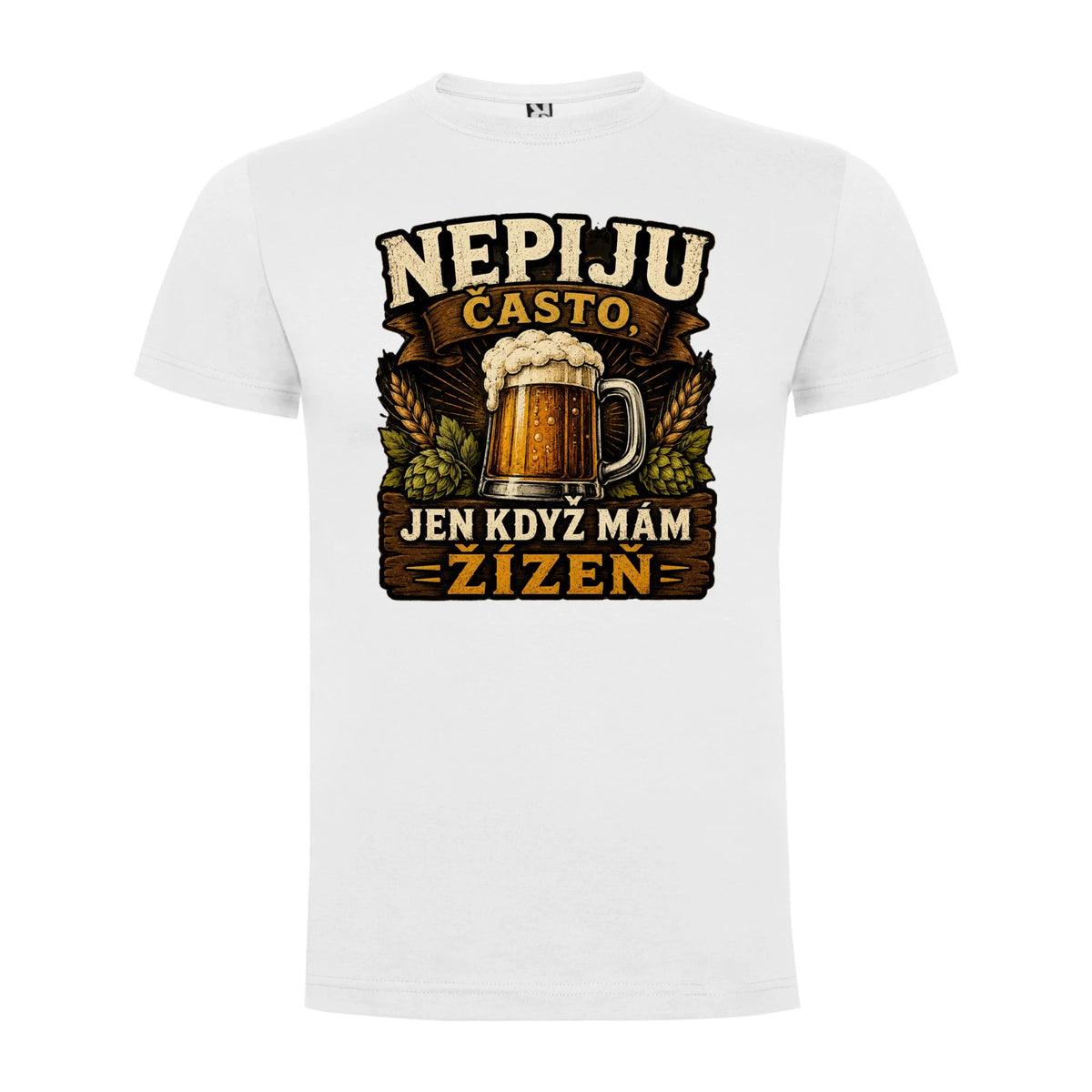 PÁNSKÉ TRIČKO NEPIJU ČASTO s možností dotisku jména, čísla, obrázku jen motiv dopředu Bílá