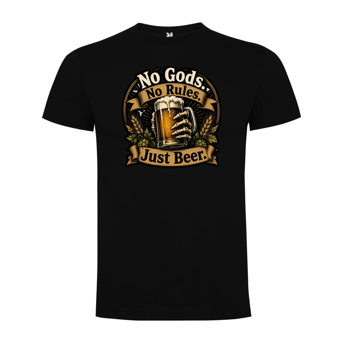 PÁNSKÉ TRIČKO PIVO NO GODS s možností dotisku jména, čísla, obrázku jen motiv dopředu Černá