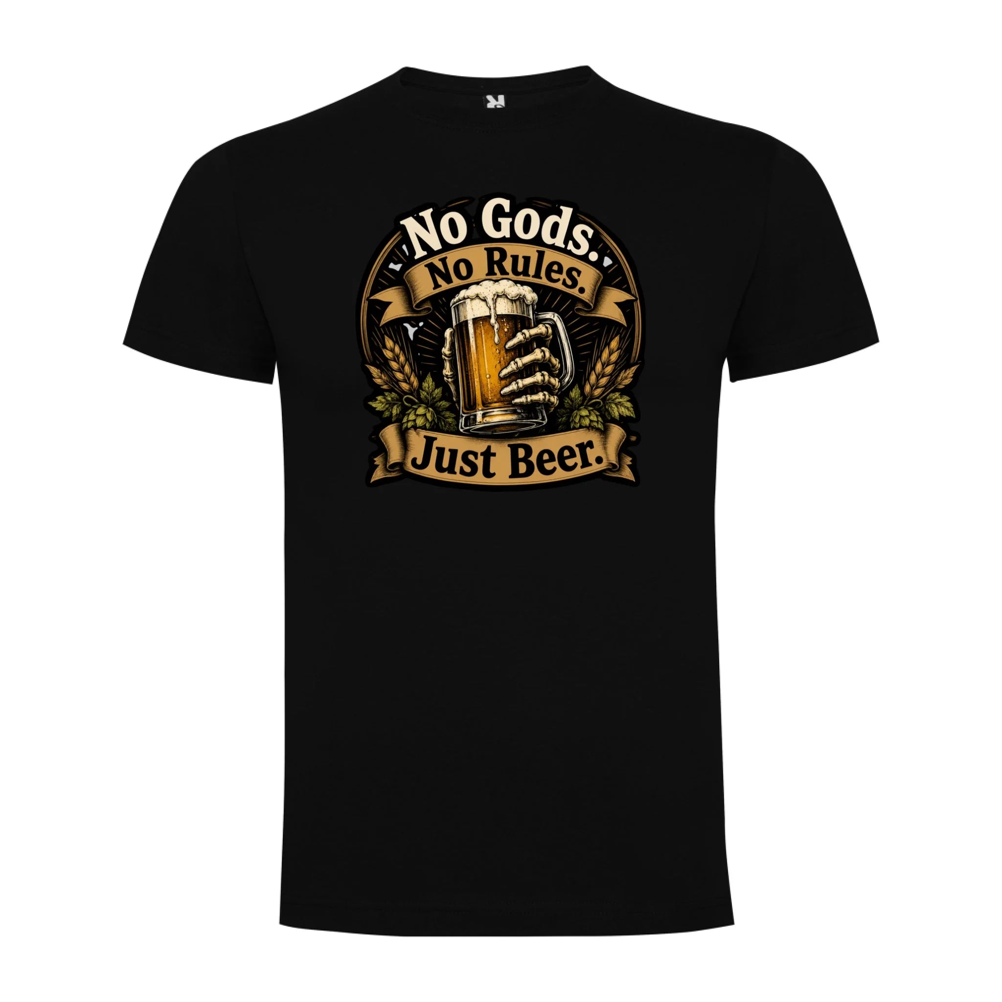 PÁNSKÉ TRIČKO PIVO NO GODS s možností dotisku jména, čísla, obrázku jen motiv dopředu Černá