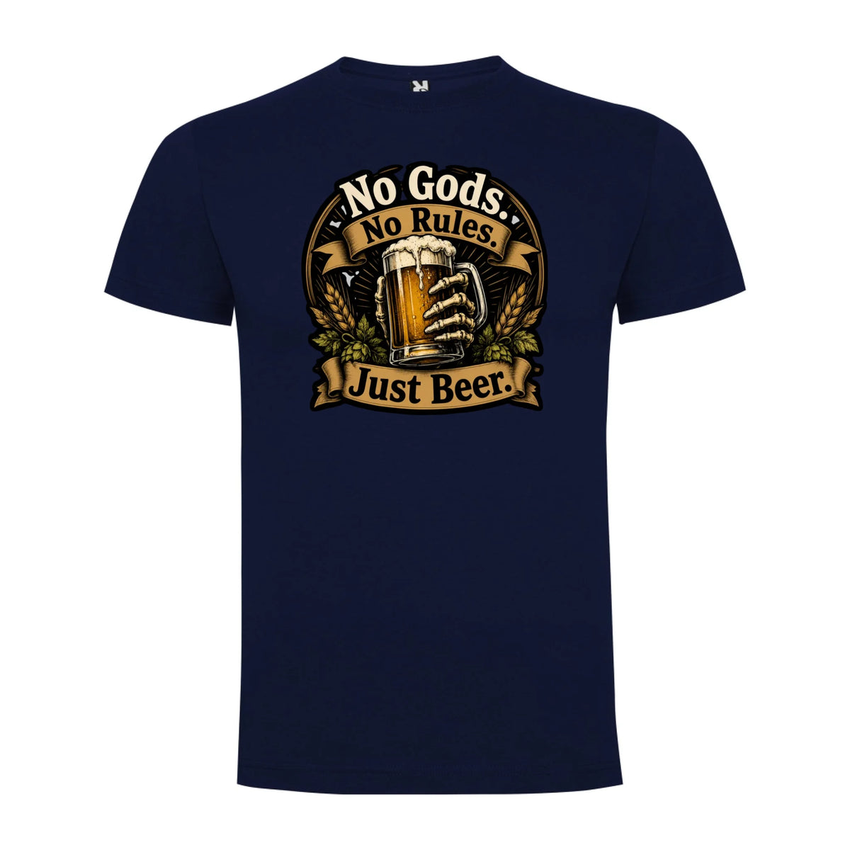 PÁNSKÉ TRIČKO PIVO NO GODS s možností dotisku jména, čísla, obrázku jen motiv dopředu Námořnická modrá