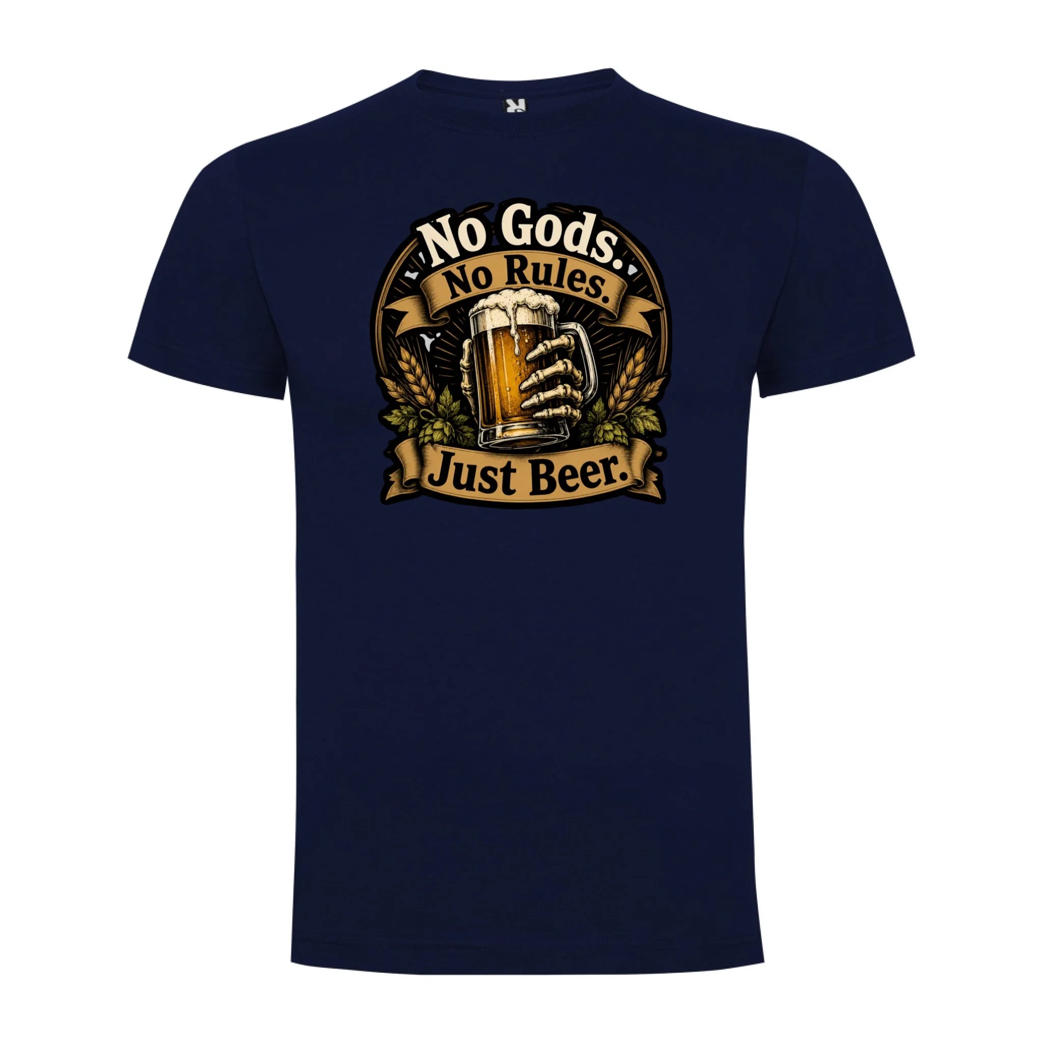 PÁNSKÉ TRIČKO PIVO NO GODS s možností dotisku jména, čísla, obrázku jen motiv dopředu Námořnická modrá