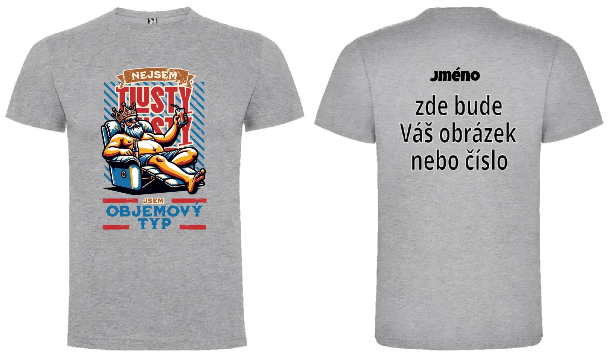 PÁNSKÉ TRIČKO PIVO OBJEMOVÝ TYP s možností dotisku jména, čísla, obrázku motiv dopředu a na záda vlastní potisk Melír