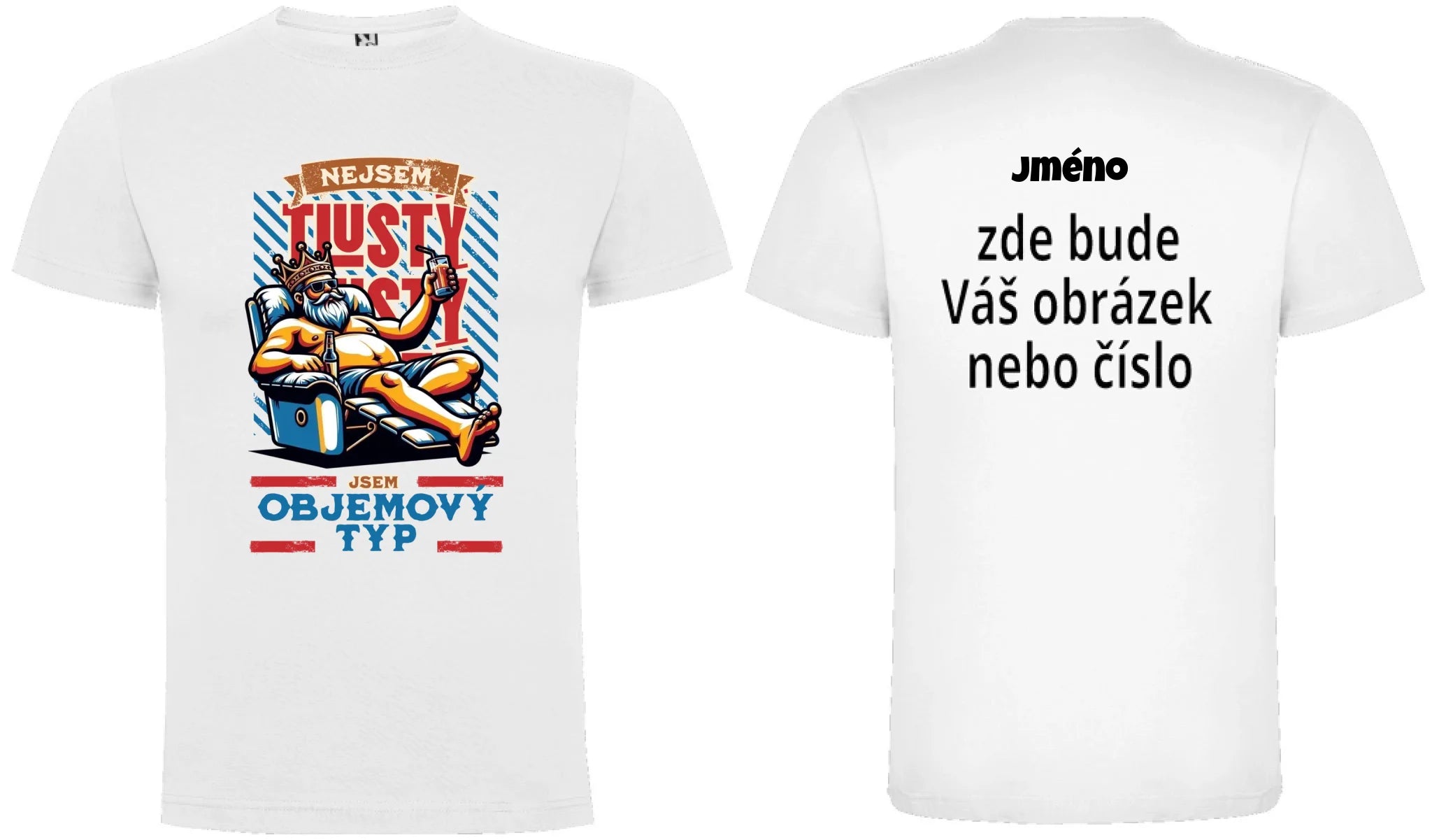 PÁNSKÉ TRIČKO PIVO OBJEMOVÝ TYP s možností dotisku jména, čísla, obrázku motiv dopředu a na záda vlastní potisk Bílá