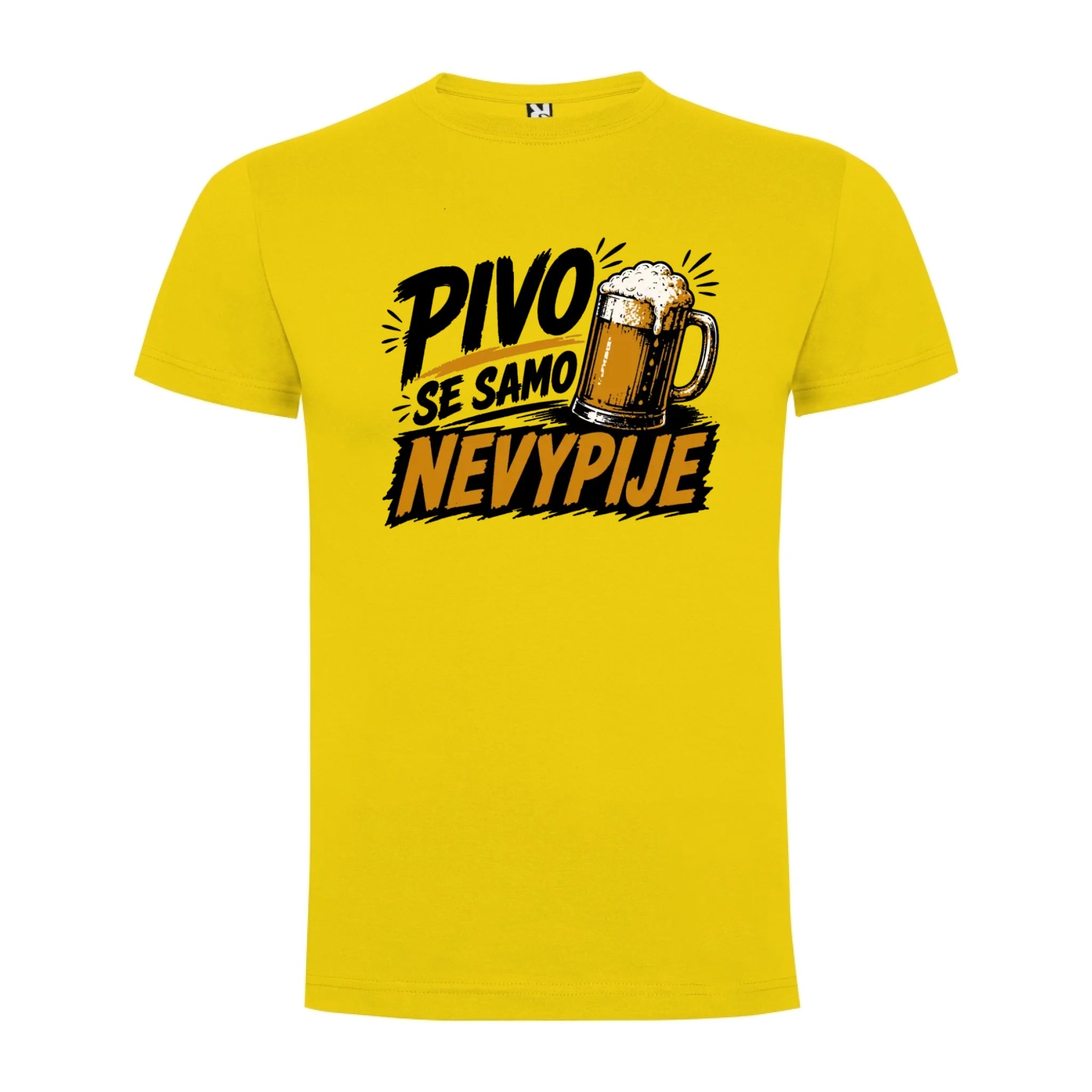 PÁNSKÉ TRIČKO PIVO SE SAMO NEVYPIJE s možností dotisku jména, čísla, obrázku jen motiv dopředu Žlutá