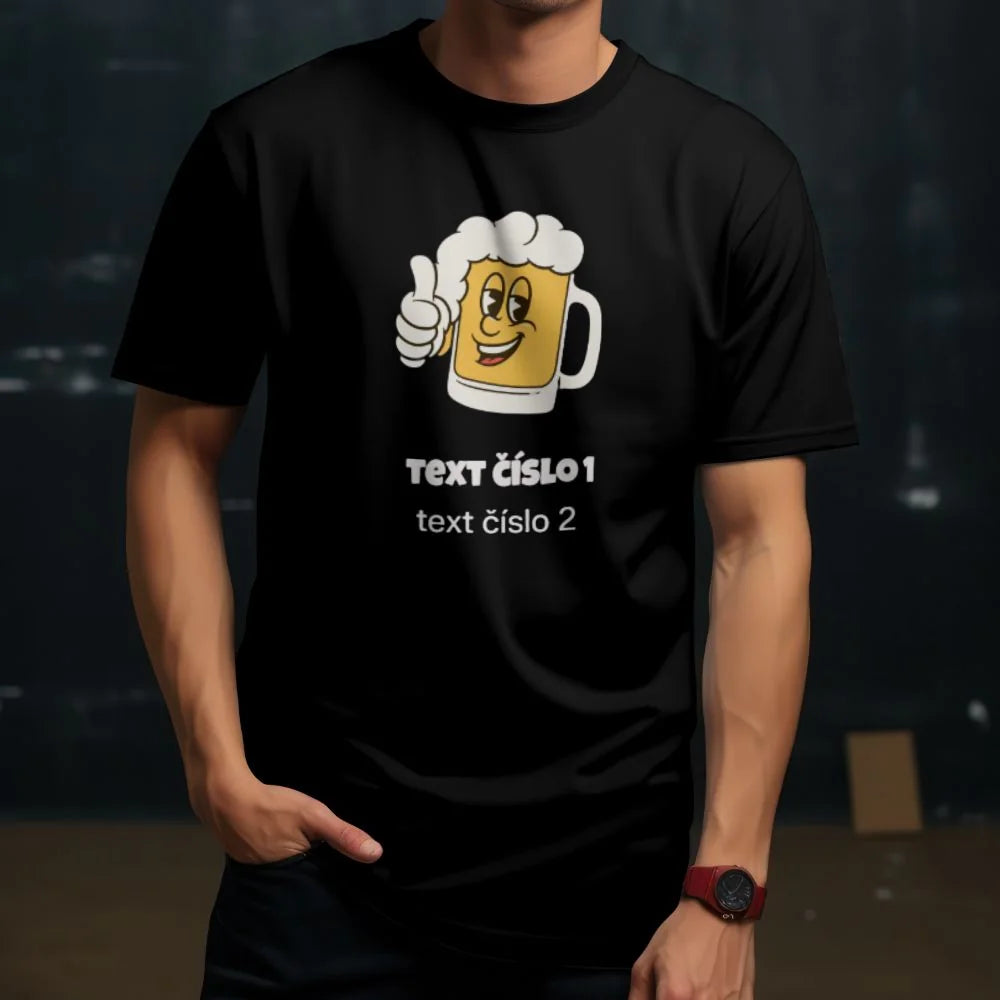 PÁNSKÉ TRIČKO s motivem PIVO (výběr z 10+ obrázků, možnost doplnit vlastní texty)