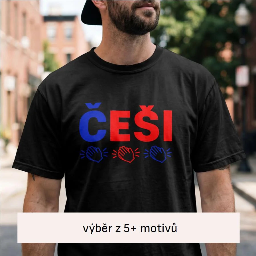 PÁNSKÉ TRIČKO ČEŠI 5+ motivů s možností dotisku jména, čísla, obrázku