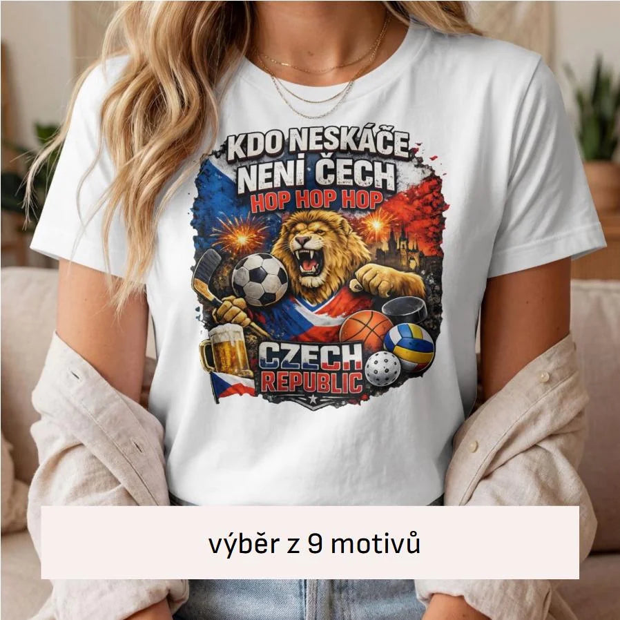 DÁMSKÉ TRIČKO KDO NESKÁČE NENÍ ČECH s možností dotisku jména, čísla, obrázku