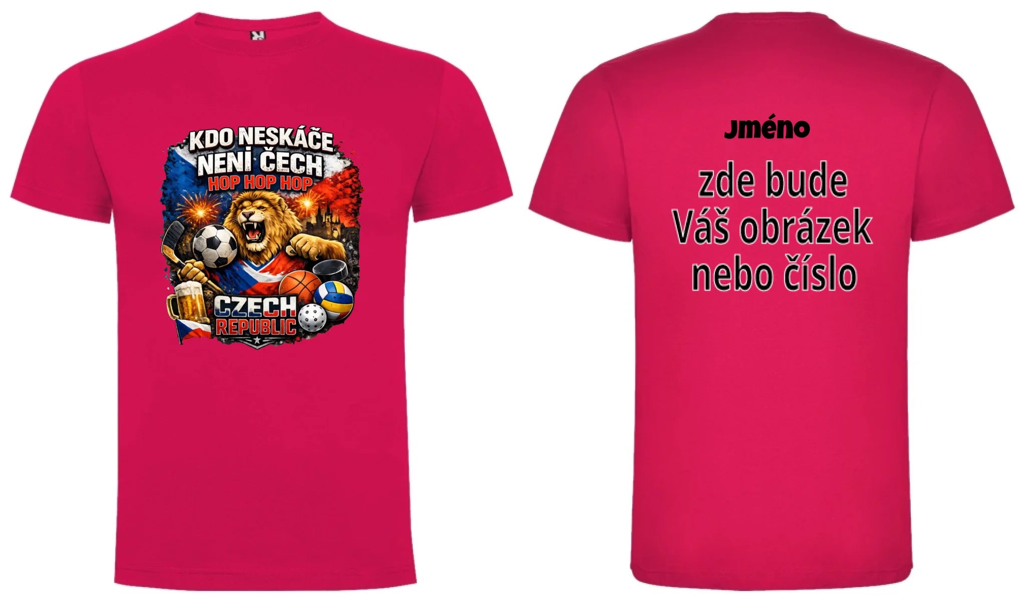 CHLAPECKÉ TRIČKO KDO NESKÁČE NENÍ ČECH s možností dotisku jména, čísla, obrázku oboustranný potisk chlapecké DOGO Růže