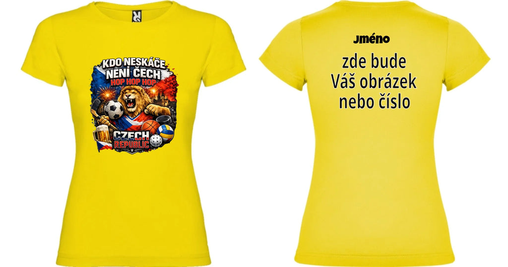 DÍVČÍ TRIČKO KDO NESKÁČE NENÍ ČECH s možností dotisku jména, čísla, obrázku