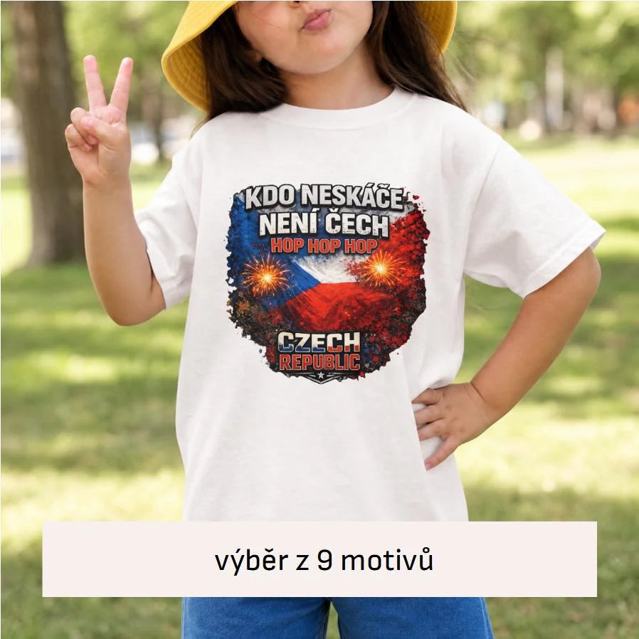DÍVČÍ TRIČKO KDO NESKÁČE NENÍ ČECH s možností dotisku jména, čísla, obrázku