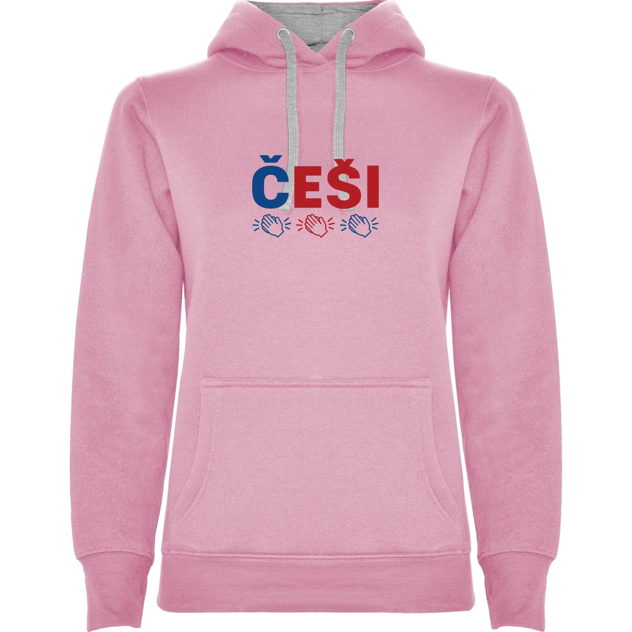 DÁMSKÁ MIKINA S KAPUCÍ KDO NESKÁČE NENÍ ČECH s možností dotisku jména, čísla, obrázku jen motiv dopředu Růžová melír