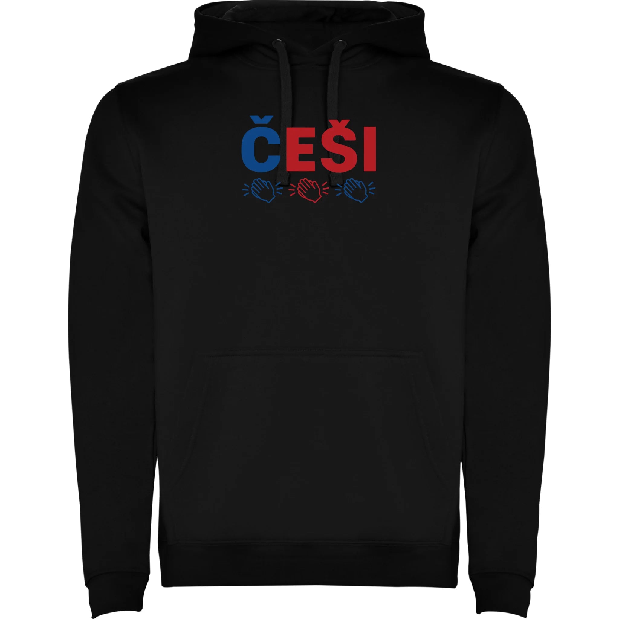 DĚTSKÁ MIKINA S KAPUCÍ KDO NESKÁČE NENÍ ČECH s možností dotisku jména, čísla, obrázku jen motiv dopředu Černá