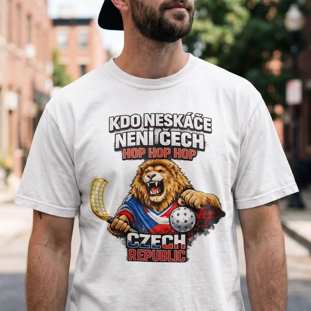 PÁNSKÉ TRIČKO FLORBAL KDO NESKÁĆE NENÍ ČECH s možností dotisku jména, čísla, obrázku