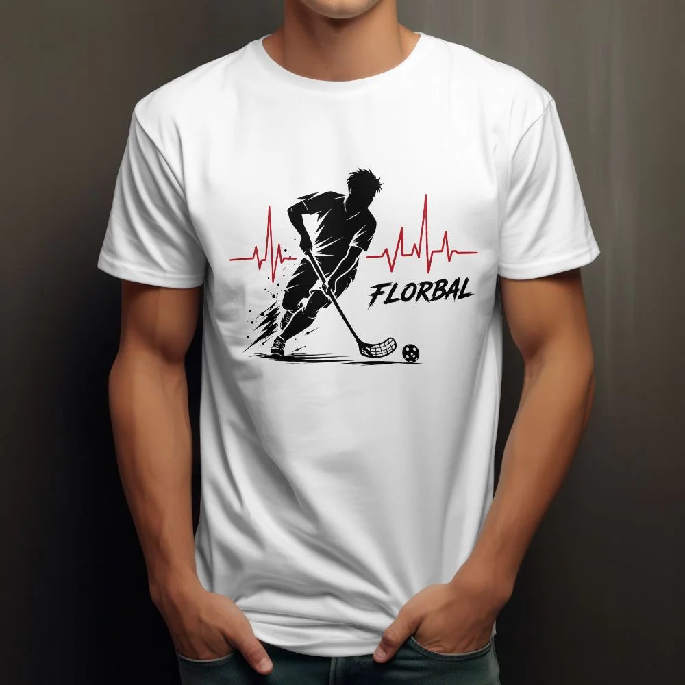 PÁNSKÉ TRIČKO FLORBAL HEARTBEAT s možností dotisku jména, čísla, obrázku