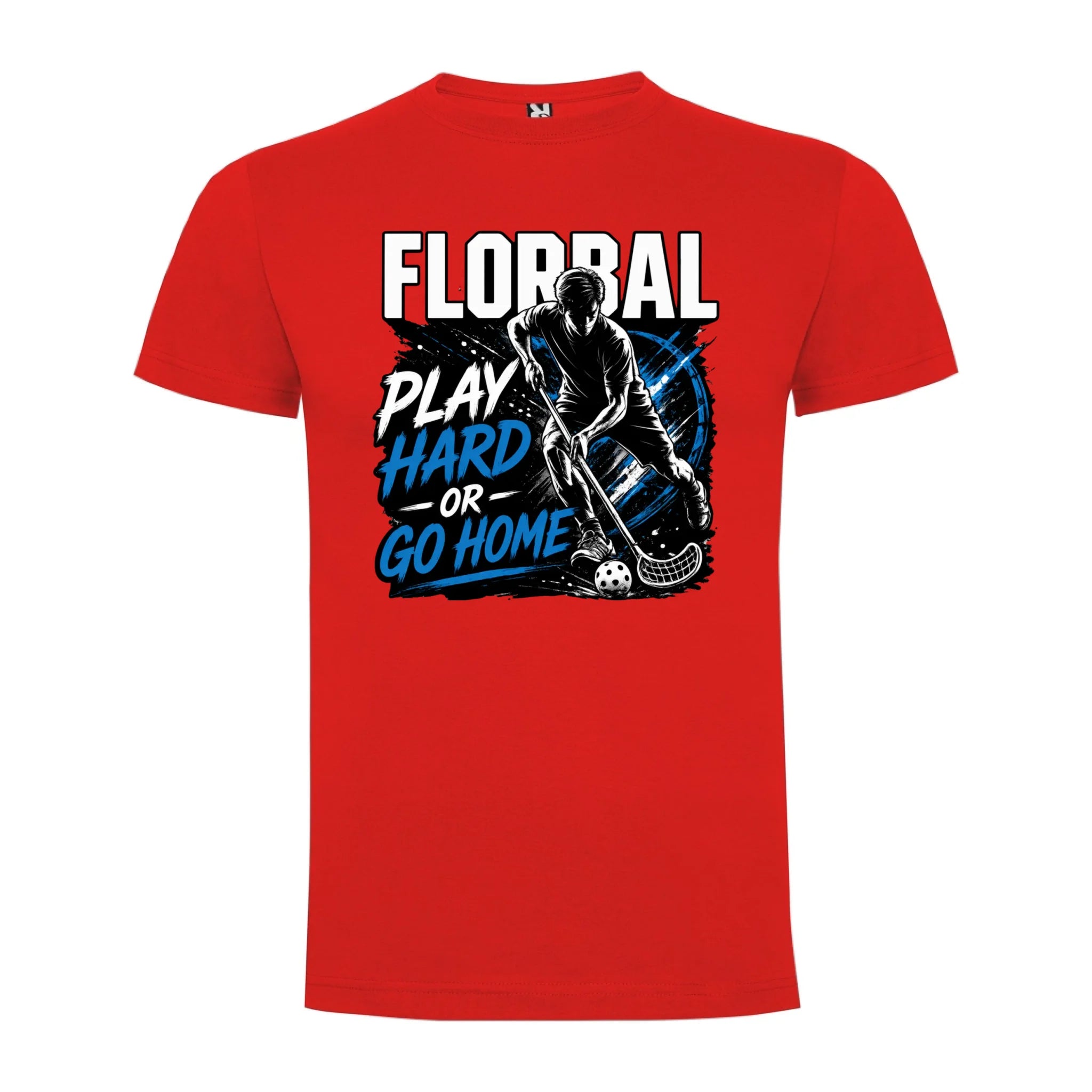 PÁNSKÉ TRIČKO FLORBAL PLAY HARD s možností dotisku jména, čísla, obrázku jen motiv dopředu Červená