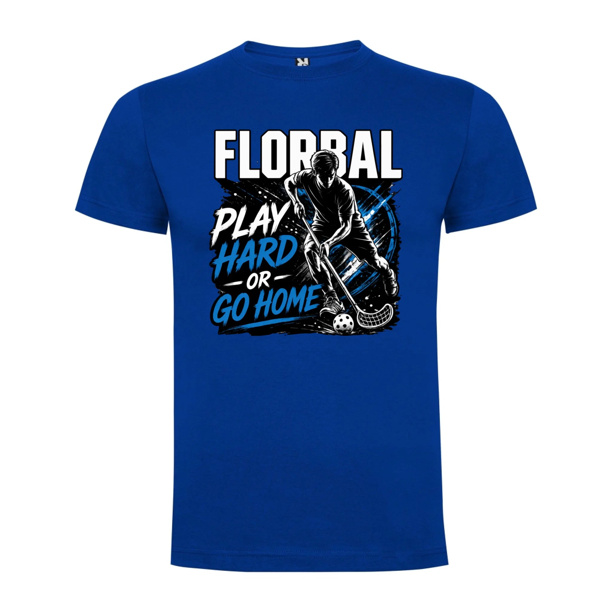 PÁNSKÉ TRIČKO FLORBAL PLAY HARD s možností dotisku jména, čísla, obrázku jen motiv dopředu Modrá