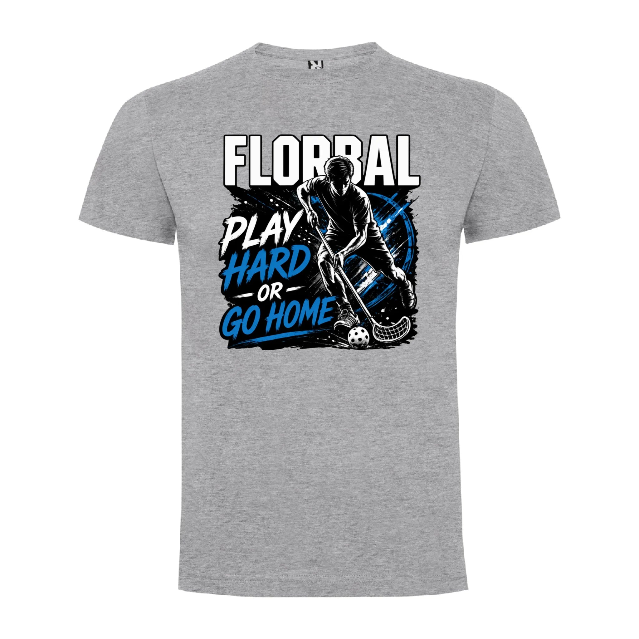 PÁNSKÉ TRIČKO FLORBAL PLAY HARD s možností dotisku jména, čísla, obrázku jen motiv dopředu Melír