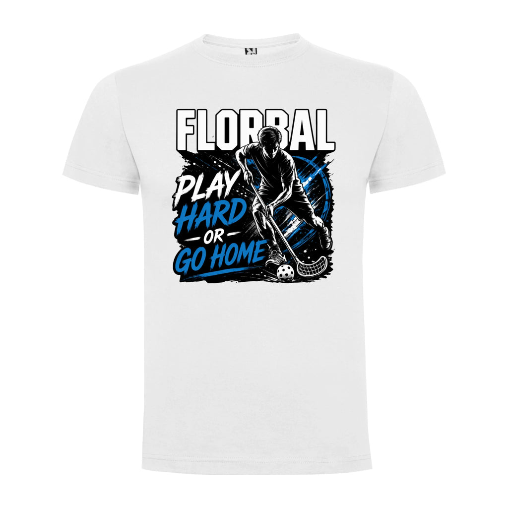 PÁNSKÉ TRIČKO FLORBAL PLAY HARD s možností dotisku jména, čísla, obrázku jen motiv dopředu Bílá