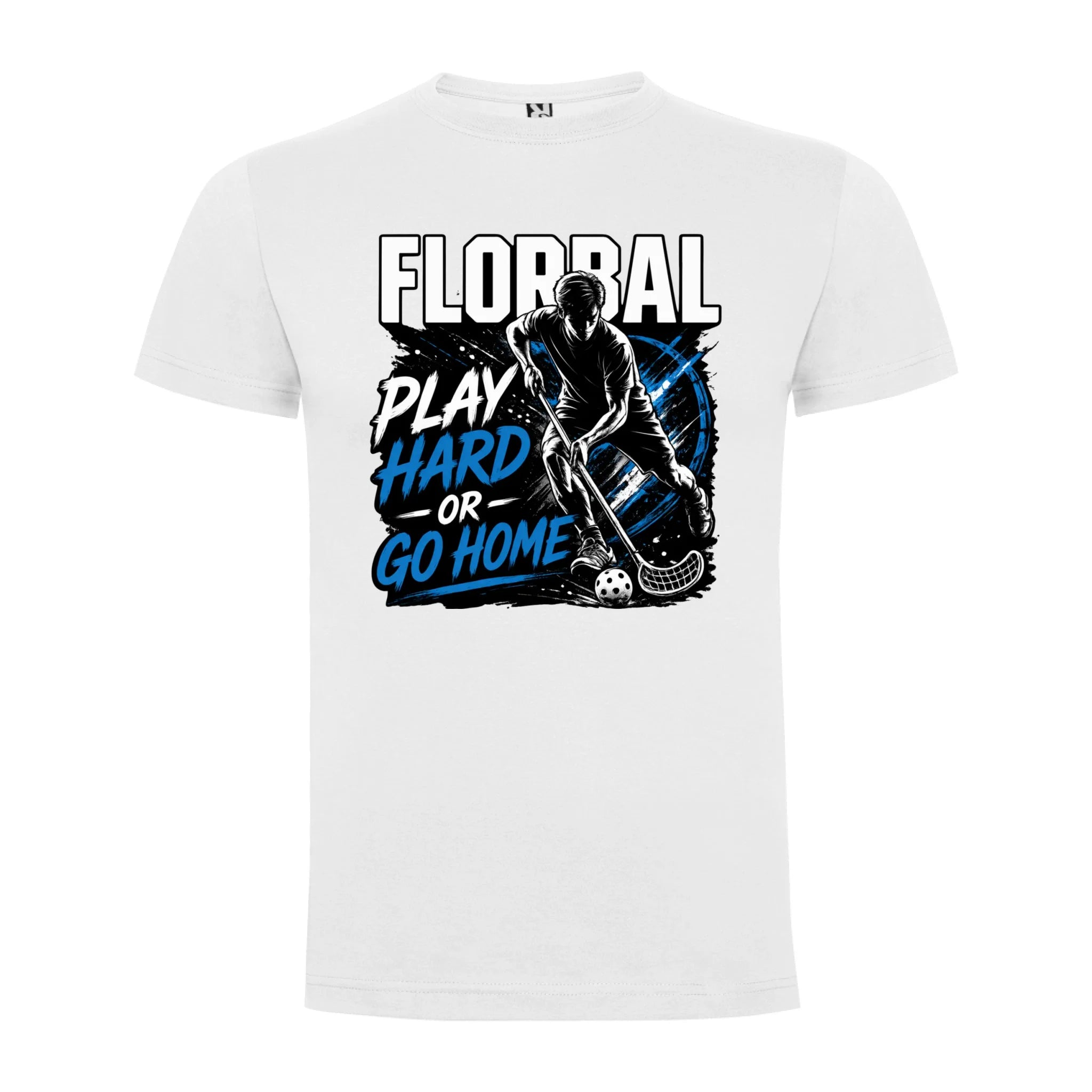 PÁNSKÉ TRIČKO FLORBAL PLAY HARD s možností dotisku jména, čísla, obrázku jen motiv dopředu Bílá
