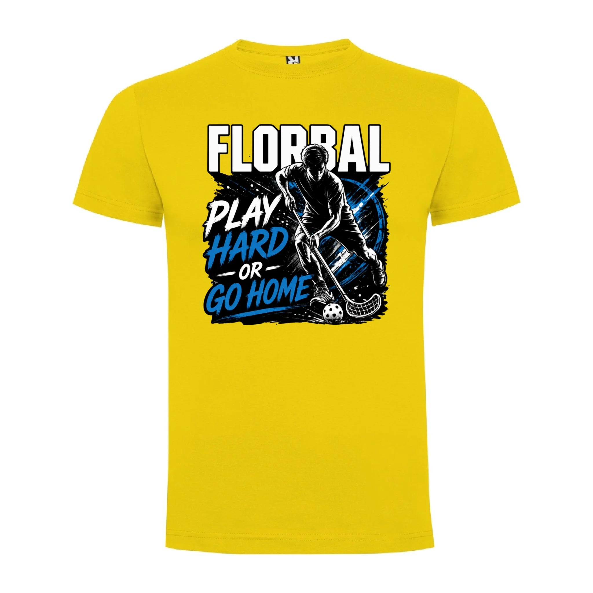 PÁNSKÉ TRIČKO FLORBAL PLAY HARD s možností dotisku jména, čísla, obrázku jen motiv dopředu Žlutá