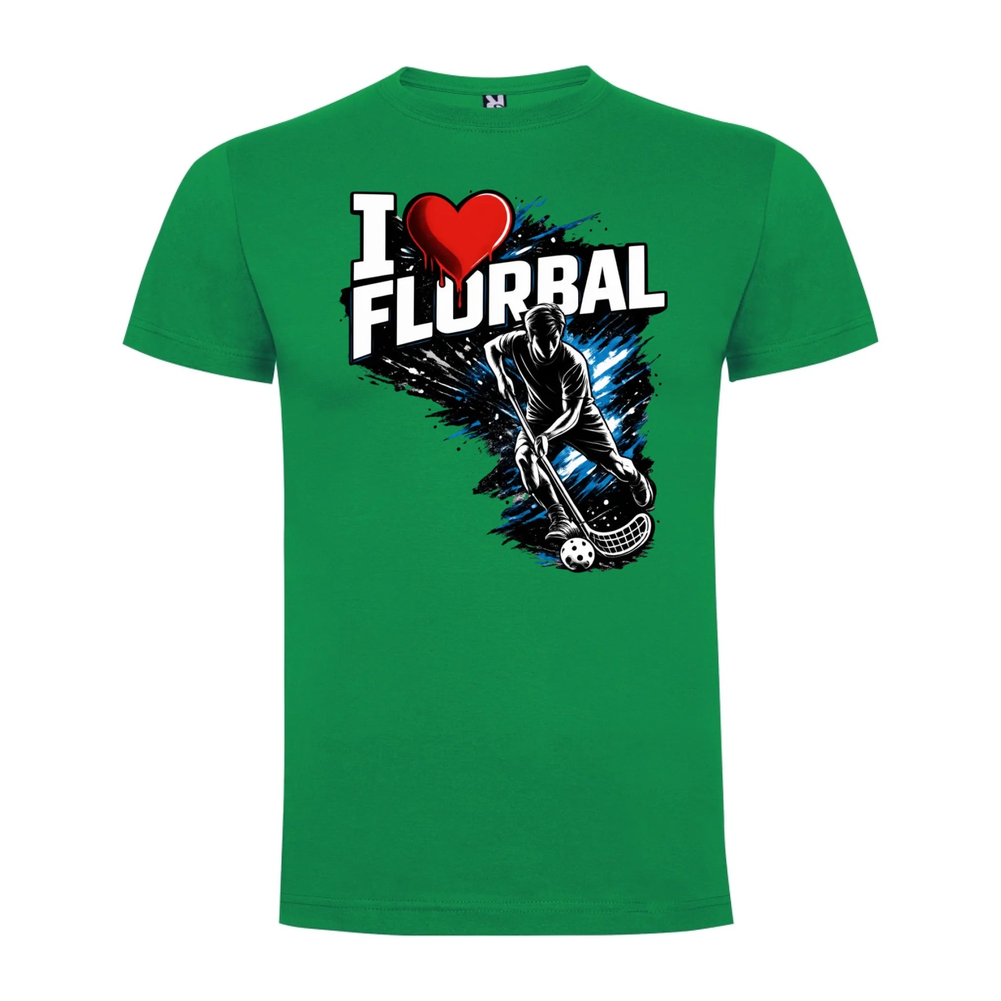 PÁNSKÉ TRIČKO I LOVE FLORBAL s možností dotisku jména, čísla, obrázku jen motiv dopředu Zelená