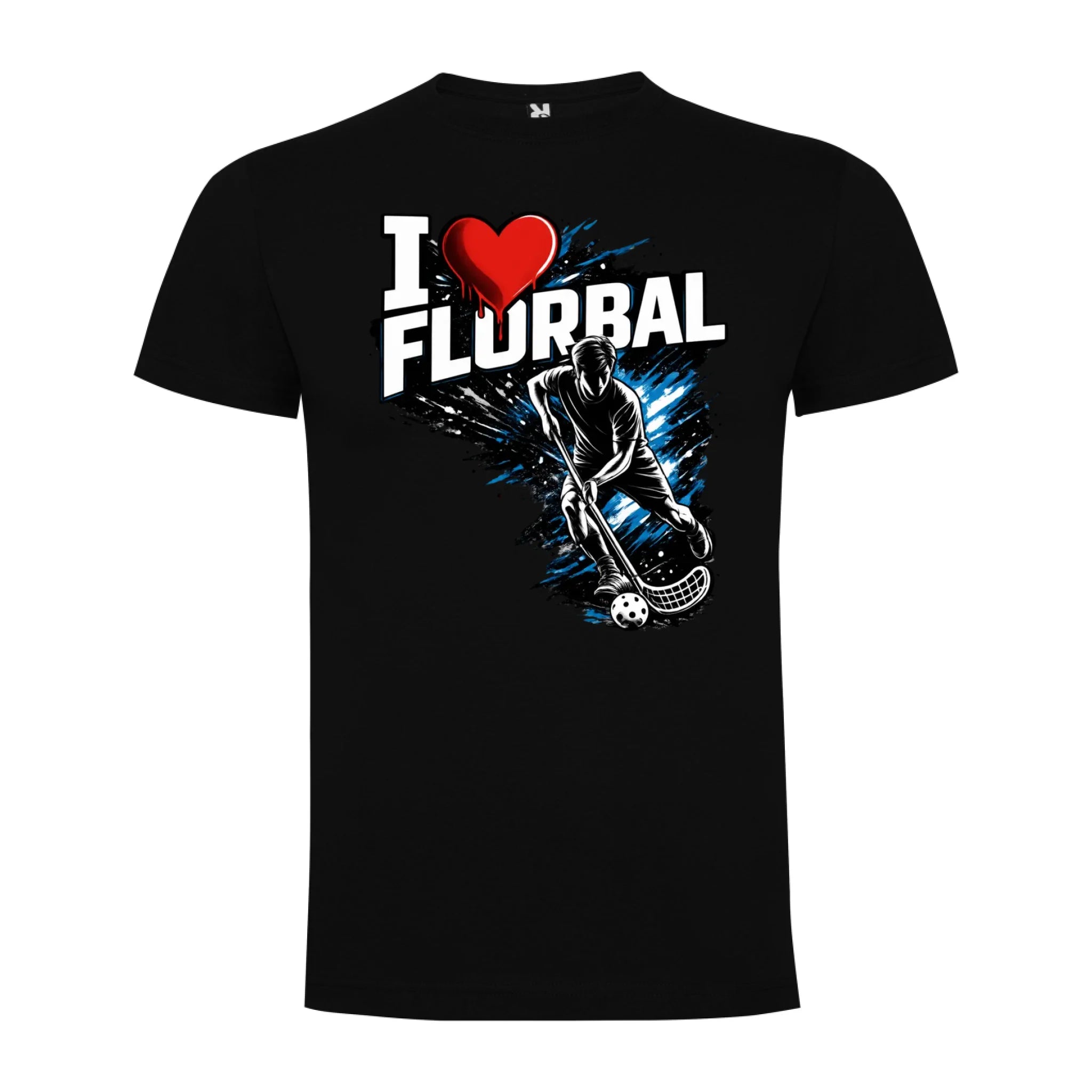 PÁNSKÉ TRIČKO I LOVE FLORBAL s možností dotisku jména, čísla, obrázku jen motiv dopředu Černá