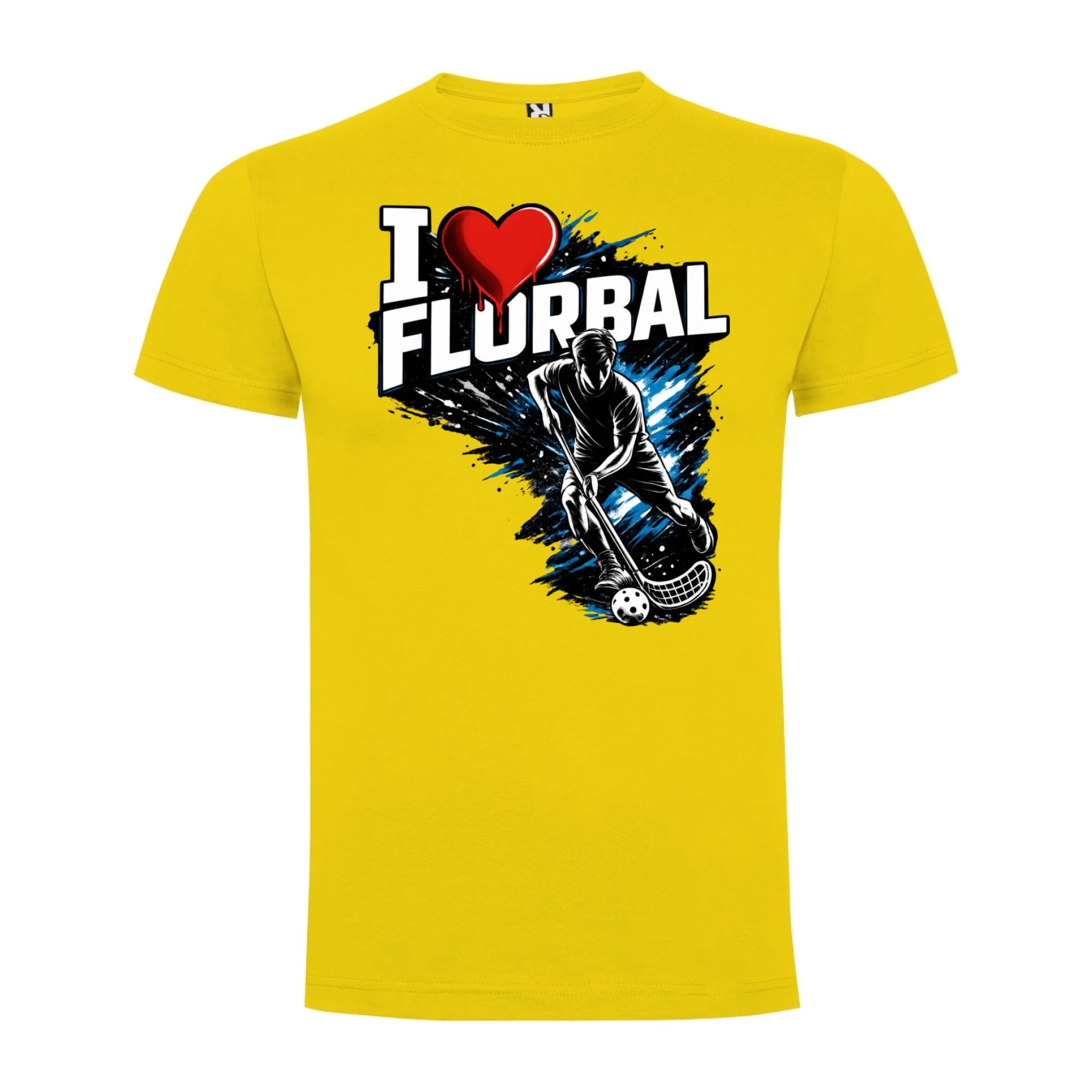 PÁNSKÉ TRIČKO I LOVE FLORBAL s možností dotisku jména, čísla, obrázku jen motiv dopředu Žlutá