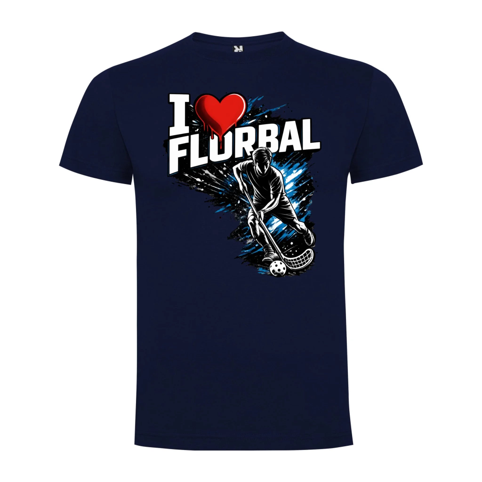 PÁNSKÉ TRIČKO I LOVE FLORBAL s možností dotisku jména, čísla, obrázku jen motiv dopředu Námořnická modrá
