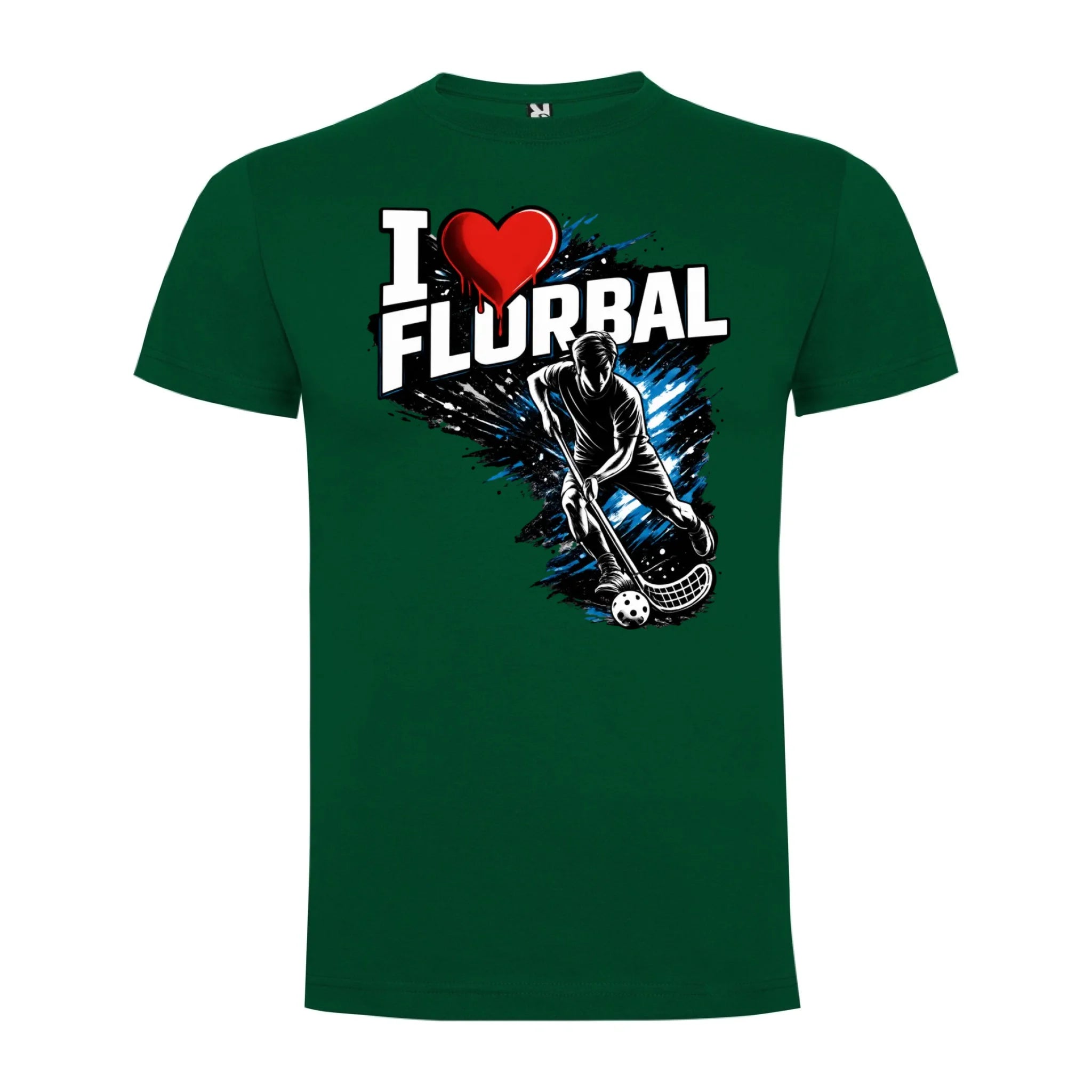 PÁNSKÉ TRIČKO I LOVE FLORBAL s možností dotisku jména, čísla, obrázku jen motiv dopředu Tmavě zelená