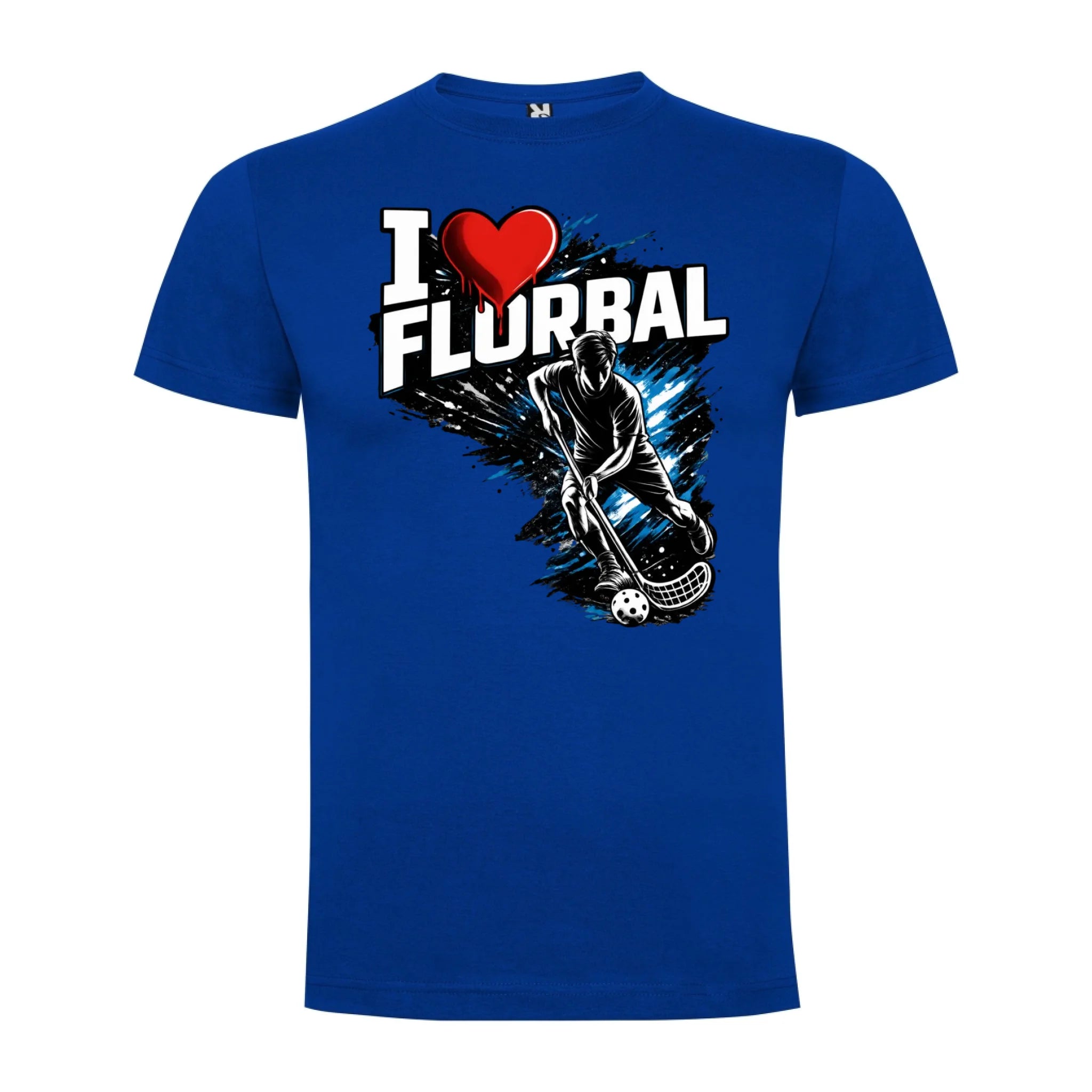 PÁNSKÉ TRIČKO I LOVE FLORBAL s možností dotisku jména, čísla, obrázku jen motiv dopředu Modrá