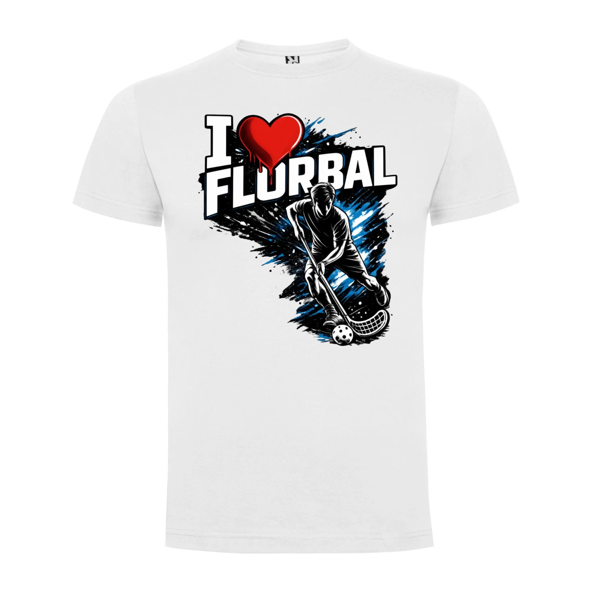 PÁNSKÉ TRIČKO I LOVE FLORBAL s možností dotisku jména, čísla, obrázku jen motiv dopředu Bílá