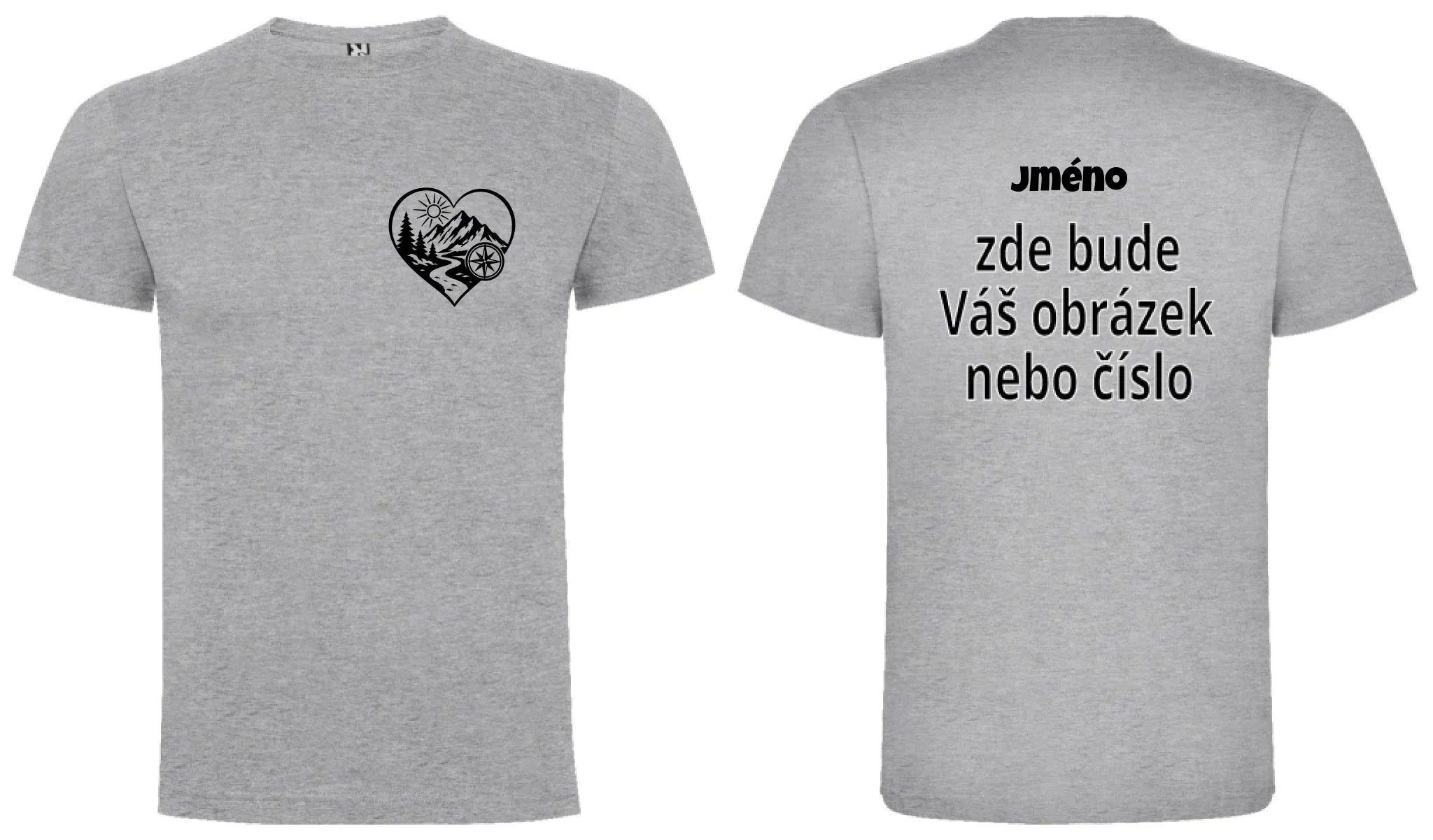 PÁNSKÉ TRIČKO I LOVE OUTDOOR s možností dotisku jména, čísla, obrázku motiv dopředu a na záda vlastní potisk Melír