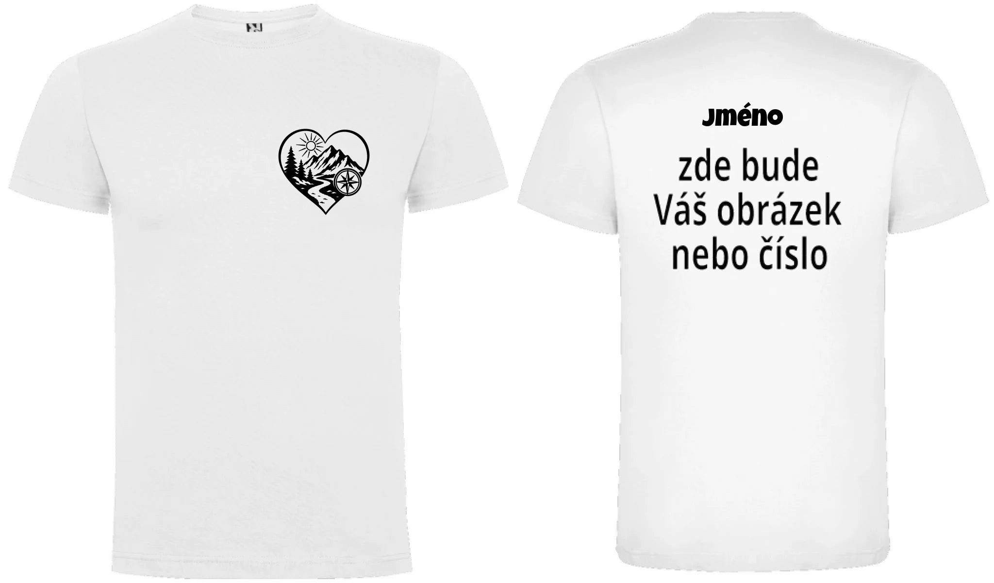PÁNSKÉ TRIČKO I LOVE OUTDOOR s možností dotisku jména, čísla, obrázku motiv dopředu a na záda vlastní potisk Bílá
