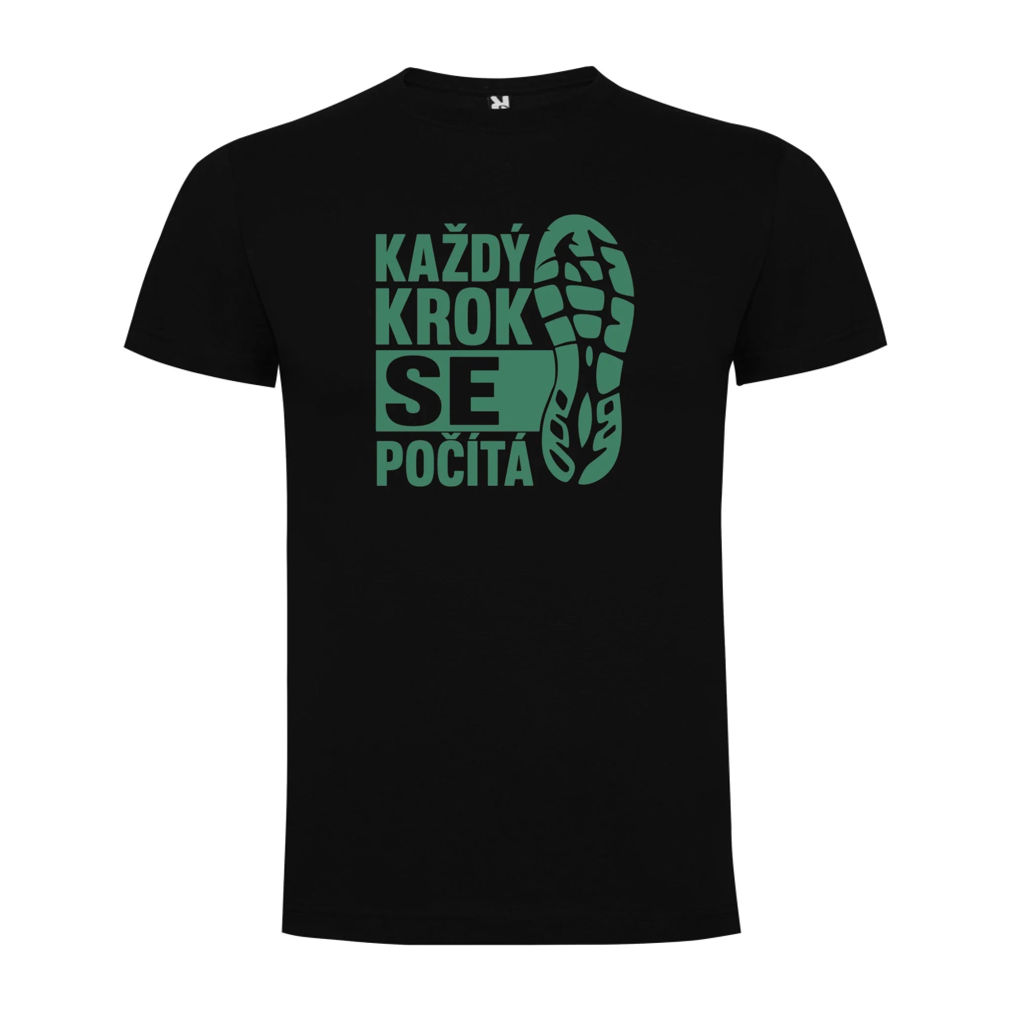 PÁNSKÉ TRIČKO KAŽDÝ KROK SE POČÍTÁ s možností dotisku jména, čísla, obrázku jen motiv dopředu Černá